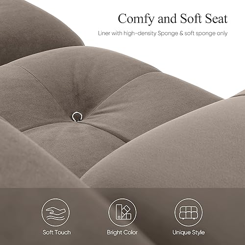 Miniatura 4 de Sofá otomano grande y moderno, cojín de felpa suave, esponja de alta densidad y lujosa tela flocada, sofá de nube perezoso y cómodo para sala de