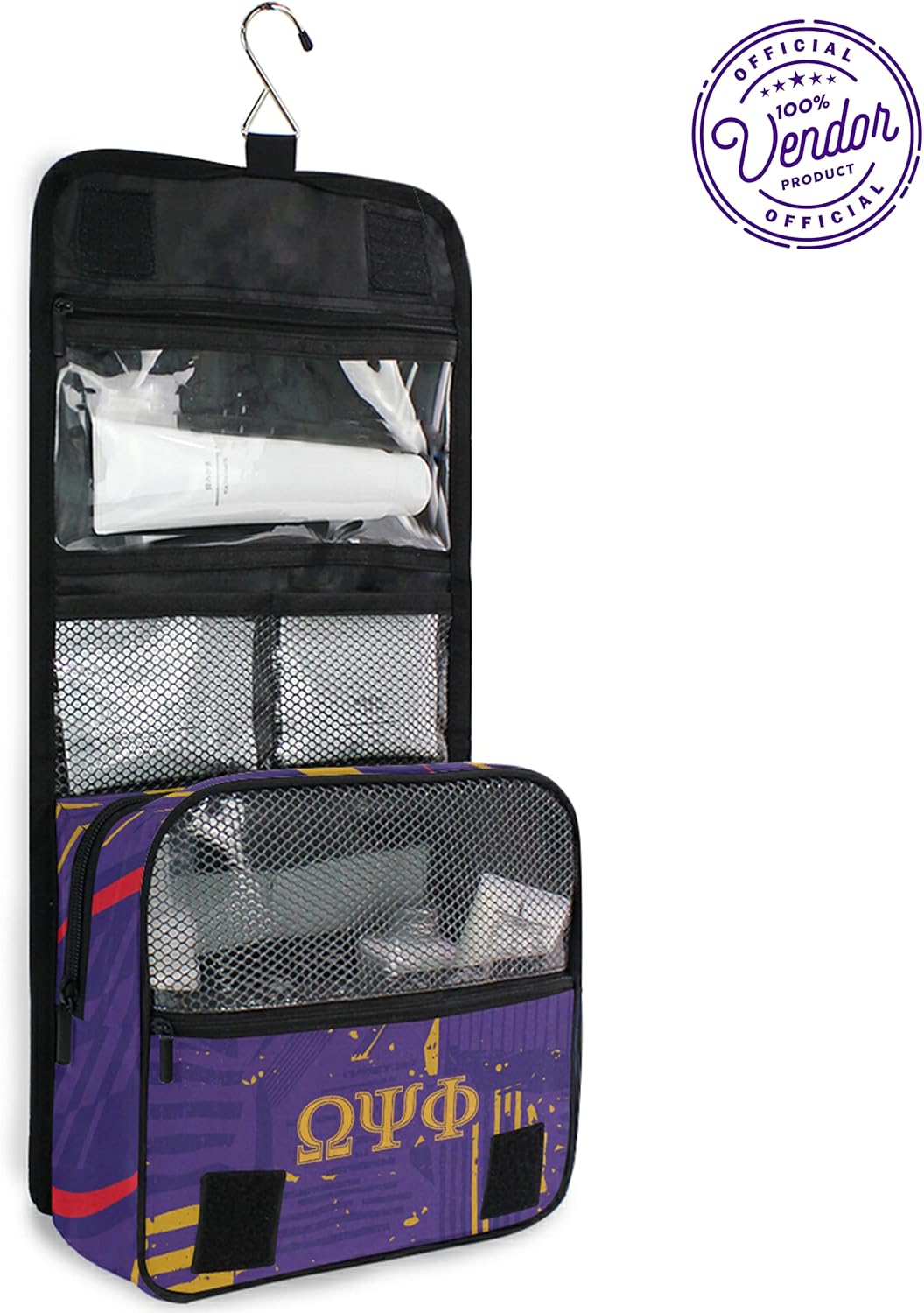 Bad Bananas BBGreek Omega Psi Phi Official Vendor - Hanging Toiletry Travel Bag - SOBAT - Octagon - Fraternity Paraphernalia