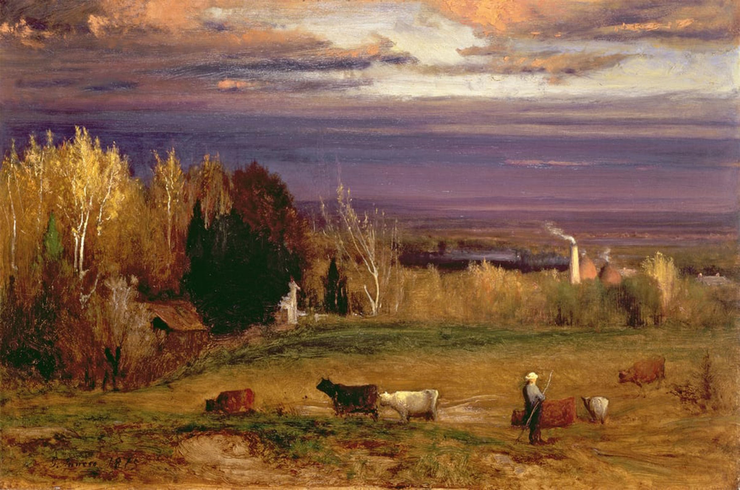 ARTXLXXBN Famous Painting Canvas Artwork Graffiti Print Sunshine After Storm or Sunset by George Inness Portrait Canvas Image for Home Decor 60x90cm