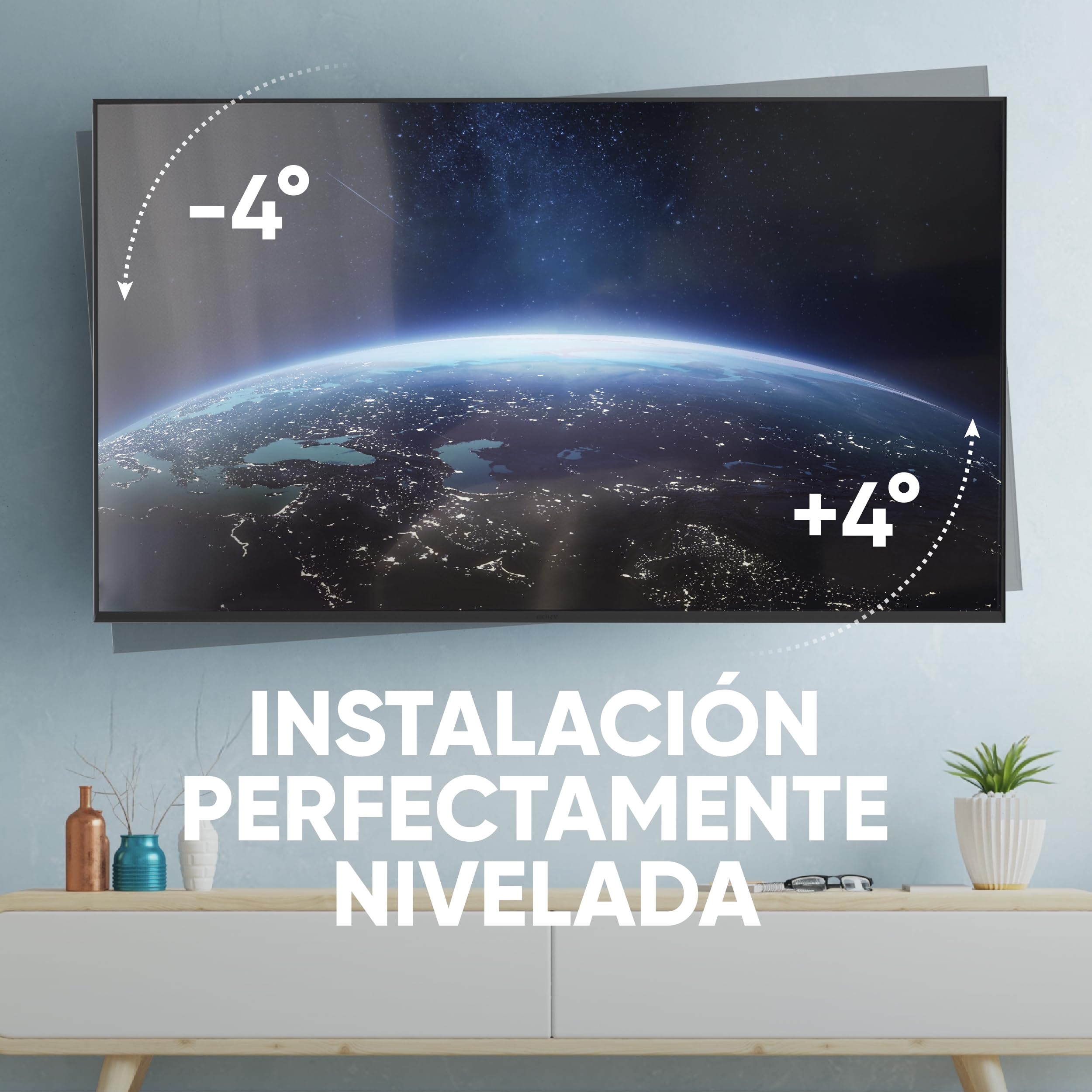 ONKRON Soporte TV Pared 40-75 Pulgadas, hasta 70 kg, VESA 100x100-600x400 mm, Soporte TVs Ajusable, Inclinable y Giratorio 180°, Sujecion TV Pared Extensible con Nivelación ±4°, Negro M6L-B