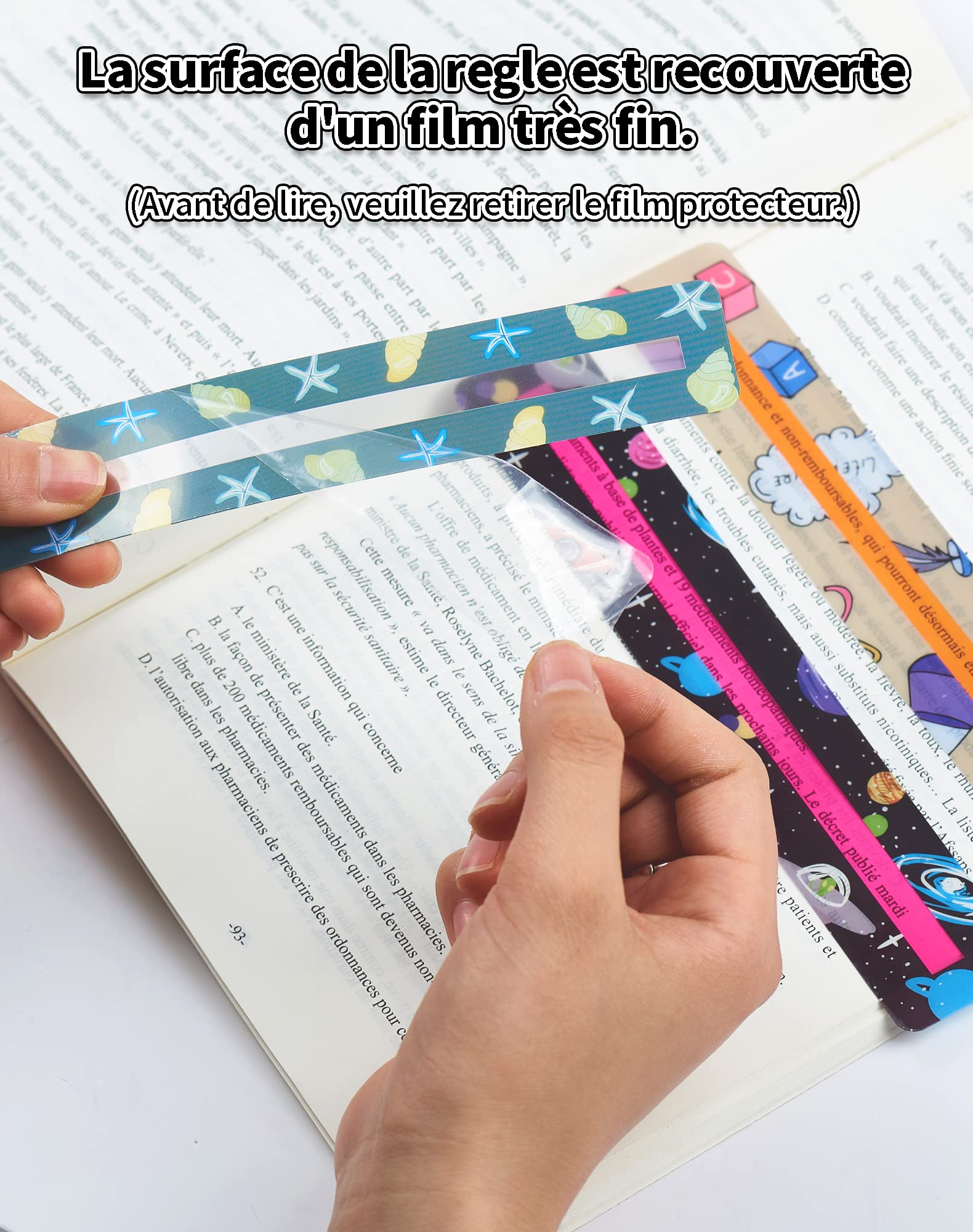 Règle De Lecture Guidée Pour Dyslexie - 10 Bandes Colorées - Aide à La Concentration Et Au Suivi De Ligne - 7