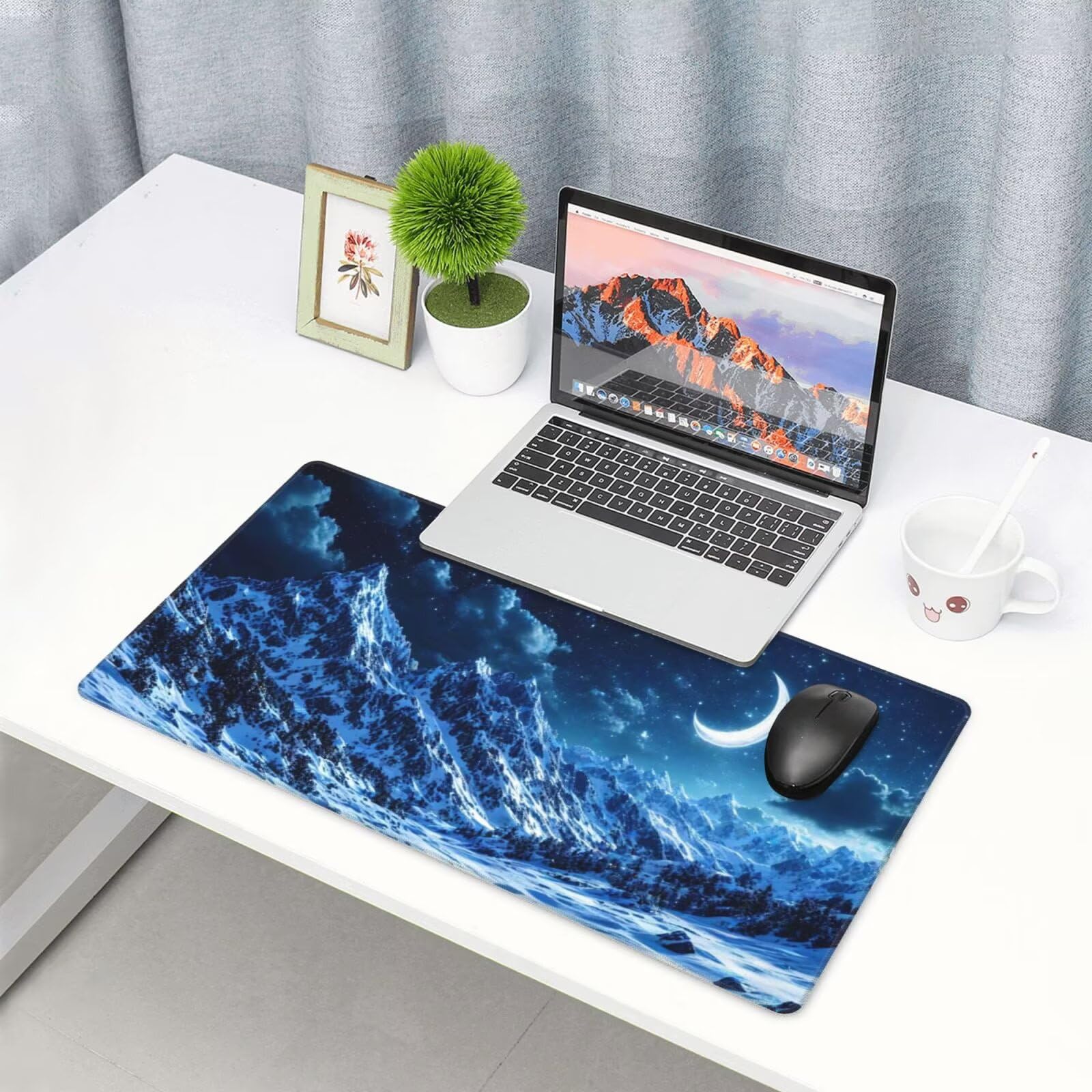 Gamingowa podkładka pod mysz XXL 1200 x 600 mm, niebieska podkładka pod mysz, duża, 120 x 60 cm, rozszerzona podkładka na biurko, akcesoria gamingowe z przyszytymi krawędziami dla poprawy precyzji i