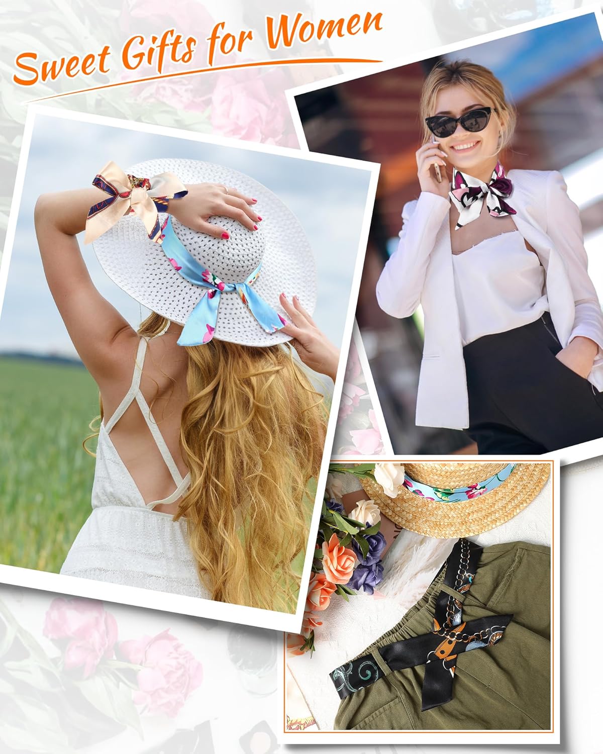 Vabean 90 Pcs Women purse scarf for handbag scarves Head Hair Neckerchief Handle Satin Ribbon for Women Decoration Gifts - Image 3