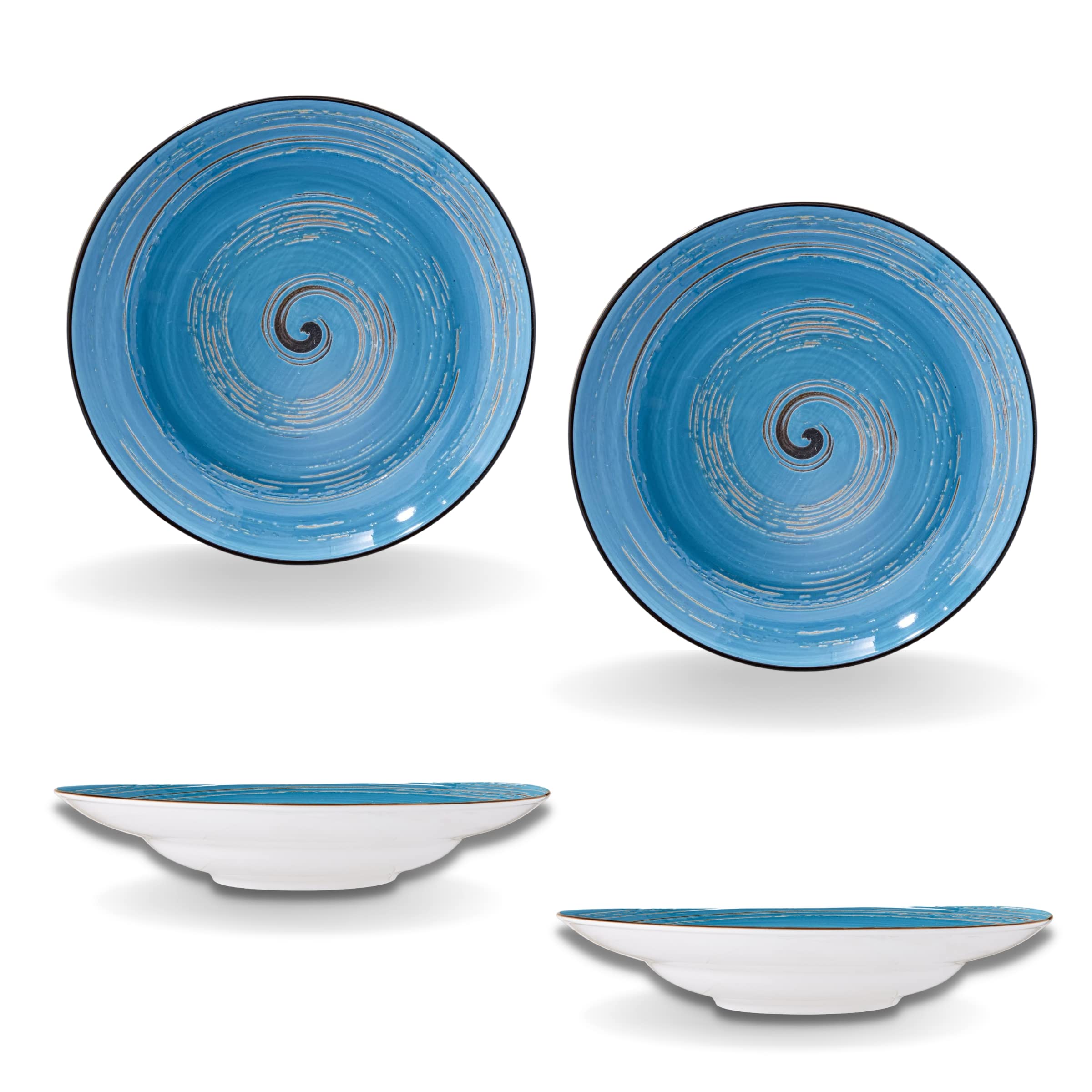 Wilmax Spiral - Juego de 2 platos hondos (2 unidades, elegantes, modernos, duraderos, seguros, porcelana esmaltada, resistente a los arañazos, apto para lavavajillas, para sopas, ensaladas, diámetro:
