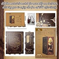 Vista 7 de Flever Kit miniatura de rincón de libro para casa de muñecas, decoración de estantería de libro de bricolaje, rompecabezas de madera 3D, kit