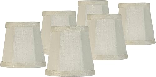 Juego de 6 pantallas de lámpara imperial, color crema, tamaño pequeño, 3 pulgadas, parte superior x 4 pulgadas inferior x 4 pulgadas de alto, con