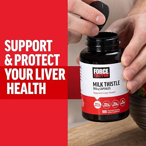 Miniatura 8 de Force Factor Fórmula de apoyo hepático de cardo mariano con raíz de diente de león y alcachofa, suplemento de cardo mariano de silimarina de 300 mg
