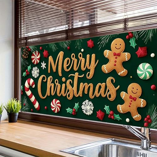 Miniatura 4 de Gingerbread - Cubierta de ventana de vinilo estático de Navidad de PVC, hoja de vidrio de privacidad de 39.3 x 17.7 pulgadas, panel decorativo,