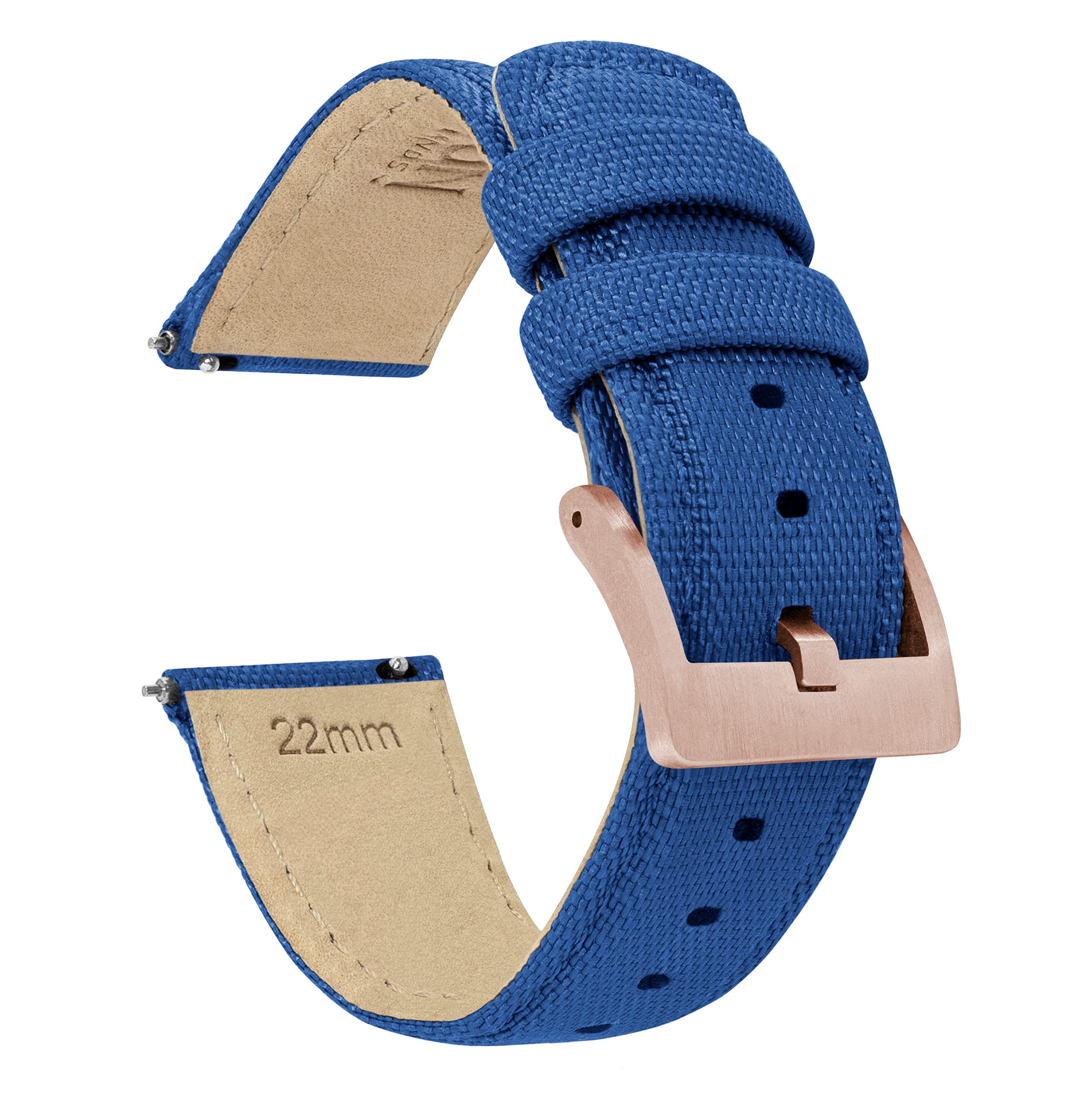 18mm Royal Blue BARTON Sailcloth Quick Release Premium Nylon Weave (Rose Gold Buckle)