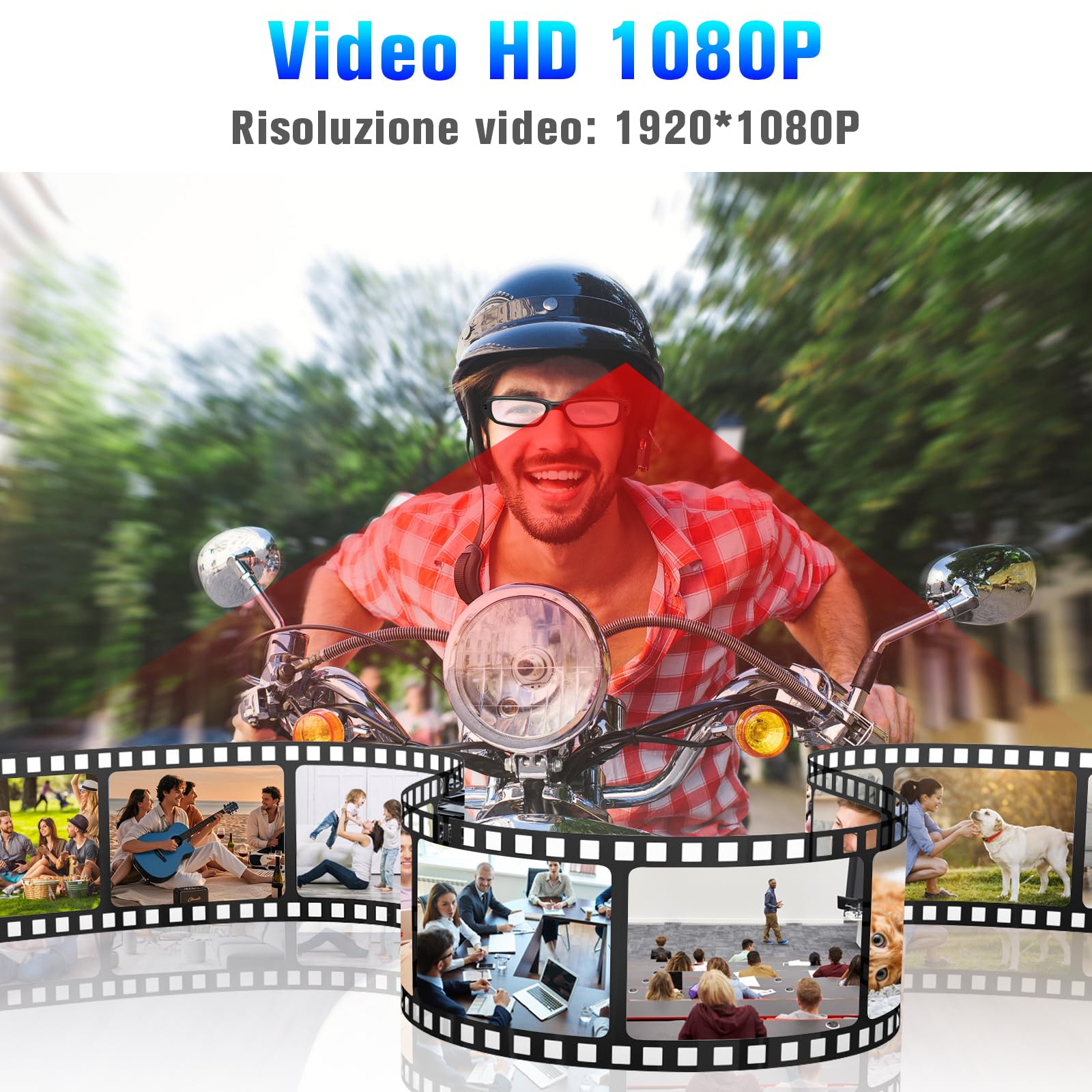 Telecamera Nascosta 16GB, Occhiali con Telecamera Spia HD 1080P, Occhiali con Mini Telecamera Spia Nascosta, Videocamera Sportiva per Registrazioni in Bicicletta e Attività all'aperto