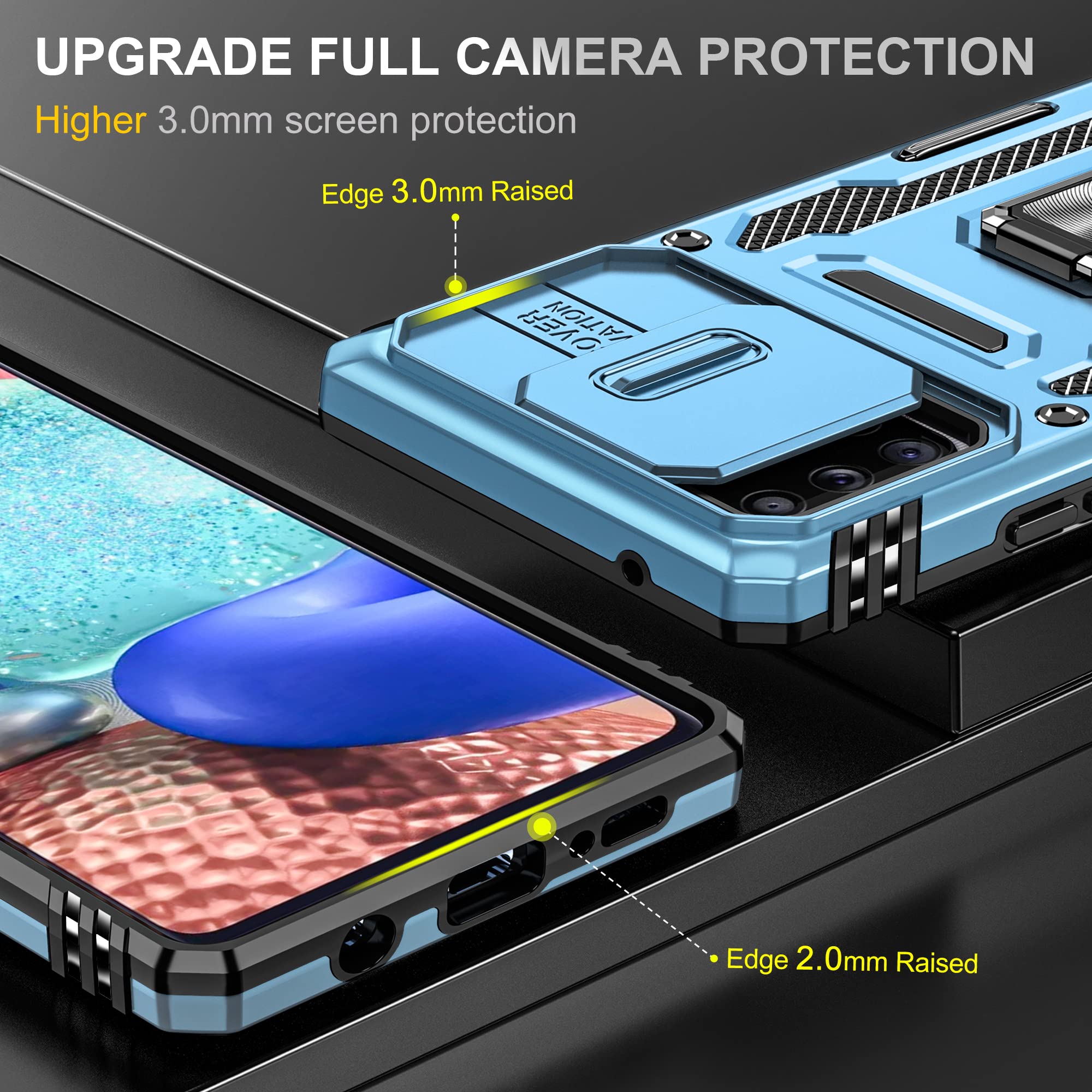 PASNEW For A71 5G Phone Case Camera Cover,360° Magnetic Ring Kickstand Military Double Heavy Duty Full Body Shockproof Protective Shell A71 5G Case For Women,6.7 Inch,Rose Gold - View #10