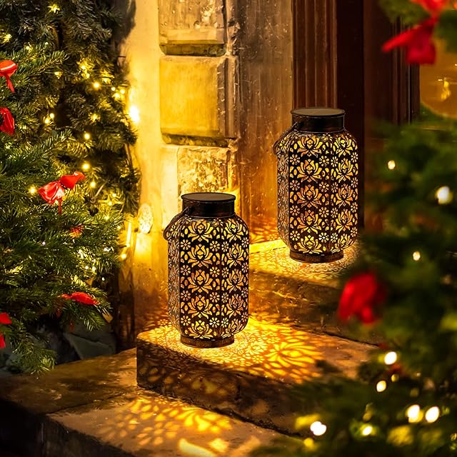 Solar Lanterns for The Garden, OxyLED 1500 mAh Large Garden Lanterns Solar Lights Outdoor Garden Lanterns Metal Waterproof Auto ON Off Lights for Fence Tree Table Backyard Pathway Table Tree Bronze