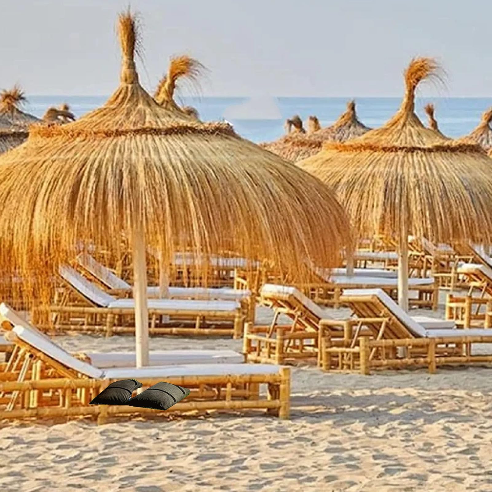 Wytrzymała podstawa parasola zewnętrznego, 22,2 kg, wypełniane worki z piaskiem na patio, plażę i ogród, odporne na warunki atmosferyczne obciążniki worków z piaskiem z paskiem, płótno odporne na