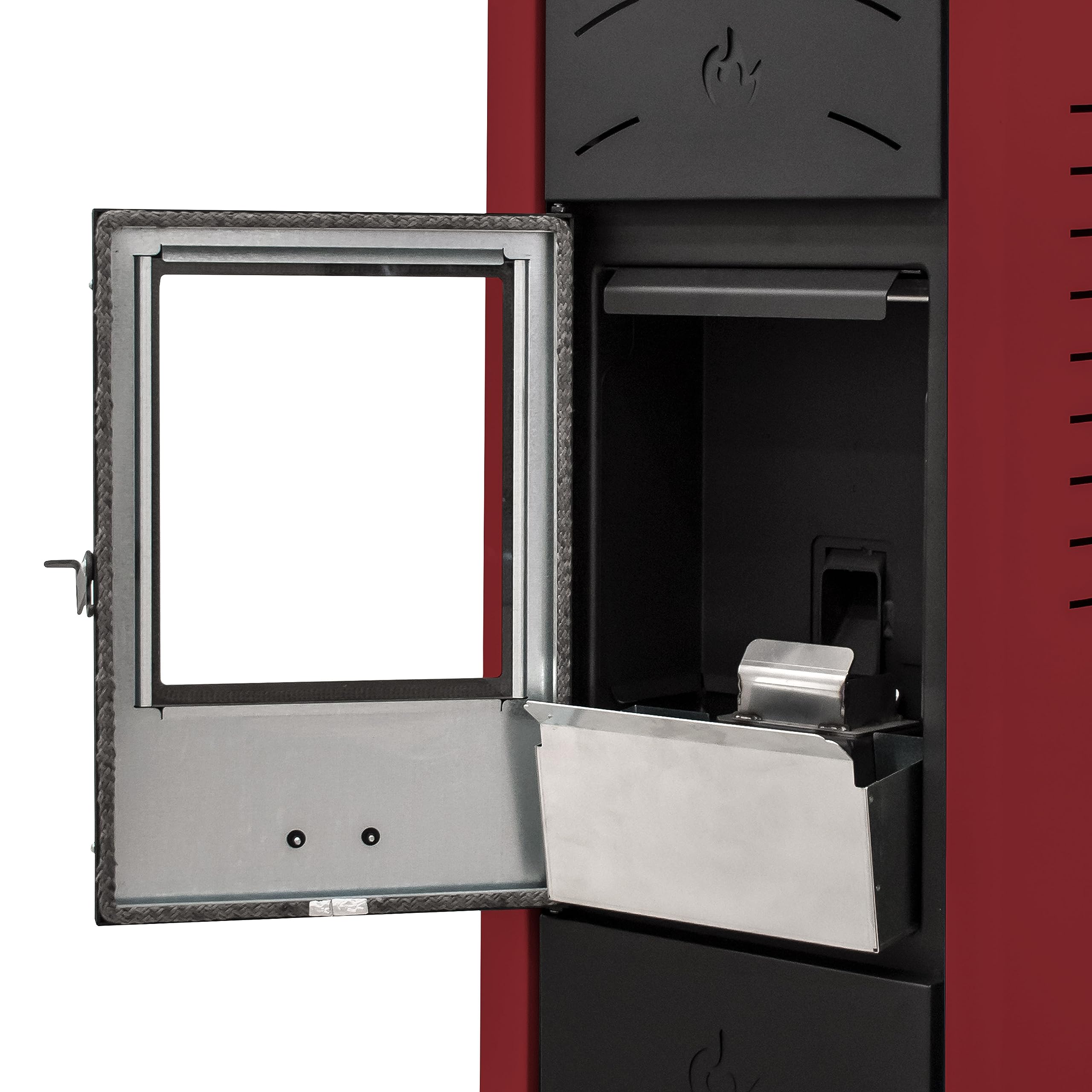 STUFE A PELLET ITALIA Siberia Hydro 15 KW WiFi - Estufa de pellets para habitaciones y agua caliente, eficiencia 90%, calienta hasta 90 m², autonomía de 20 horas, programable con 5 potencias, rojo