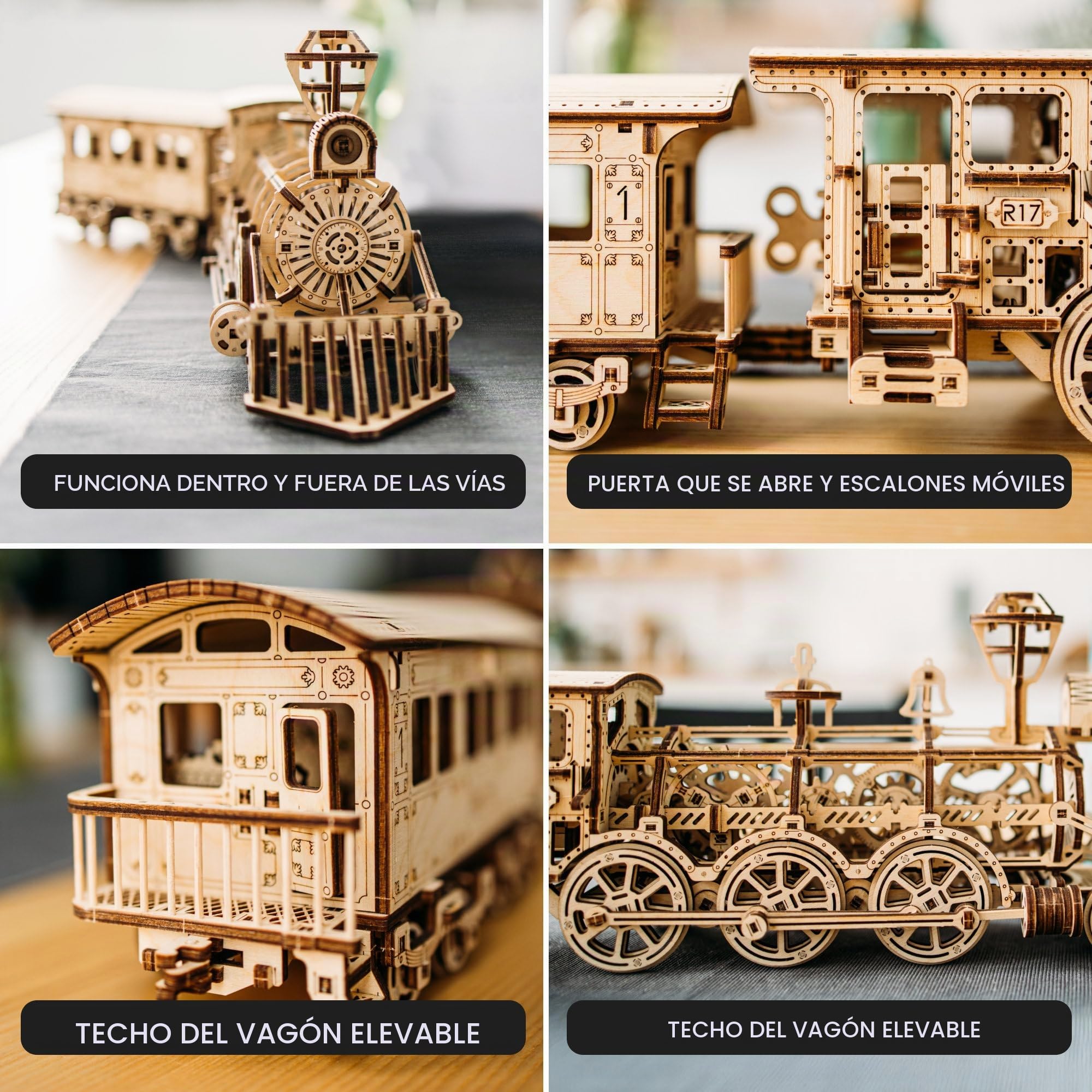 Wood Trick Toy Train Set Puzzle 3D de Madera para Adultos para Construir
