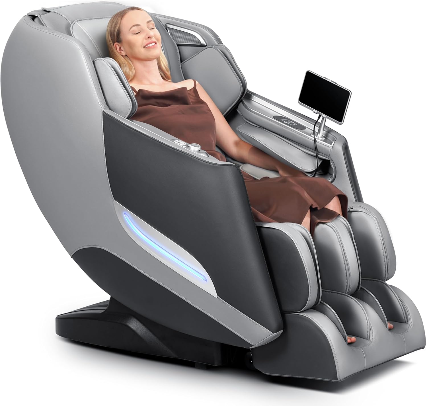 Mazzup Massage Chair, 3D Massage Chair Full Body, Zero Gravity Shiatsu Recliner W/Heating, SL Track, Wireless Charger, Bluetooth Speaker, Foot Rollers, 12 Auto Modes Air Compression