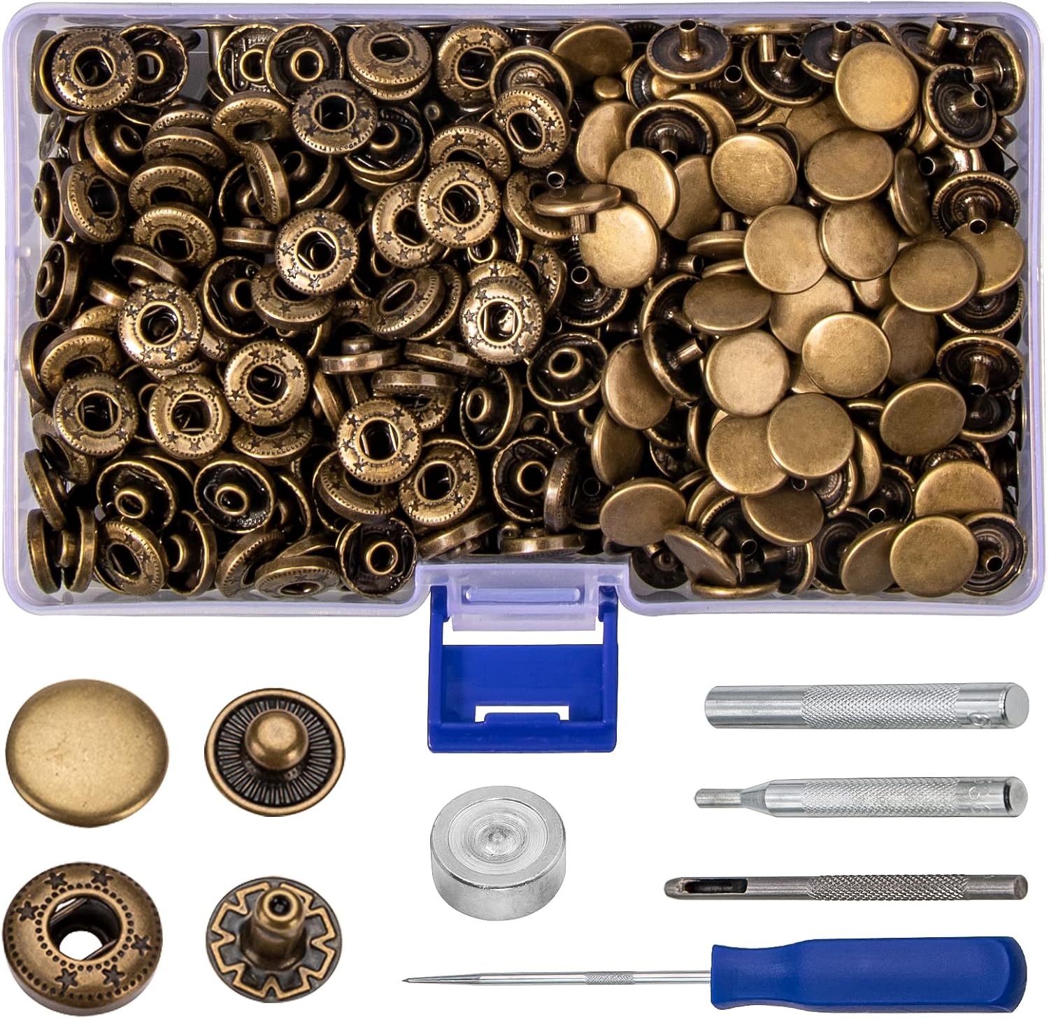 120sets Leather Snaps and Fasteners Kit, 12.5mm Bronze Snap