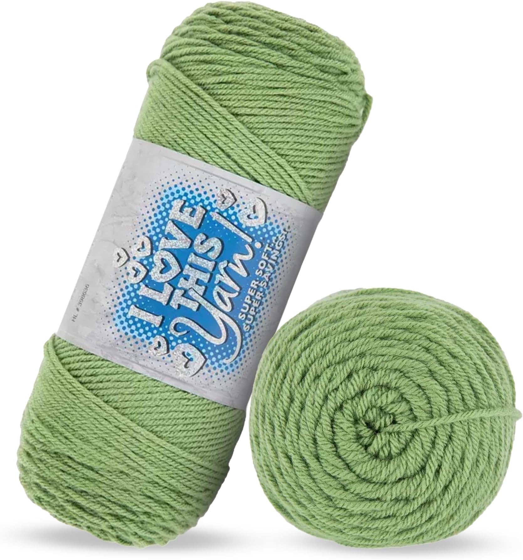 I Love This Yarn 4 - Medium Yarn for Crocheting & Knitting – Soft Yarn Skein – 355 Yards of Acrylic Yarn for Crocheting Blankets, Hats, & More – Craft Supplies for Handcrafting Accessories, Mid Green