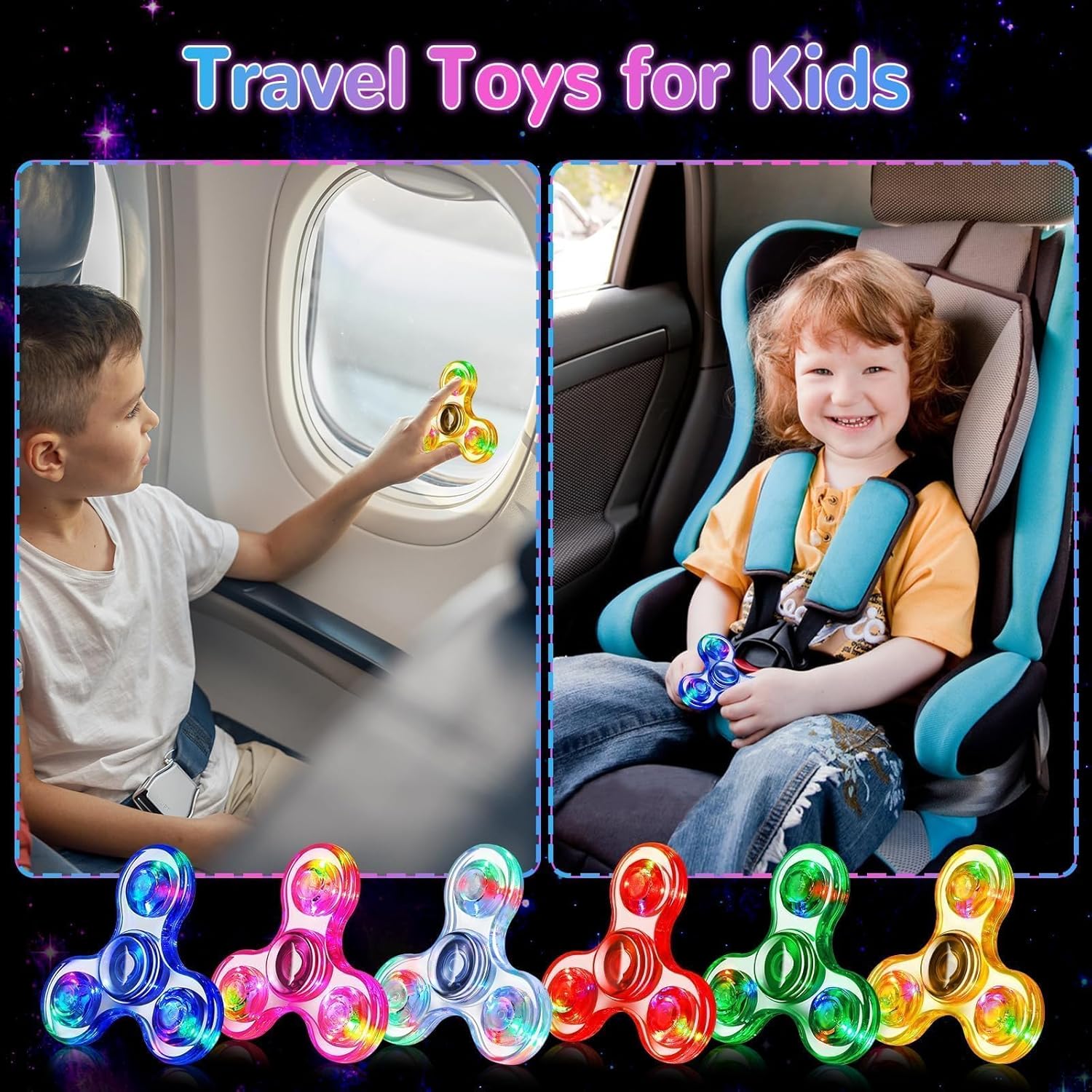 Gigilli Fidget Spinners for Kids 2 Pack, Light up Sensory Fidget Toys Adults Kid 4-8-12, Glow in The Dark ADHD Autism Toys 5-7 Boys Girls, LED Classroom Prizes Teen Boy Gifts for Kids Mini Fidgets