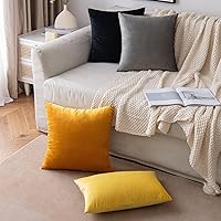 Vista 125 de EMEMA Paquete de 2 fundas de almohada de terciopelo, decorativas, cuadradas, suaves, sólidas, para sofá, dormitorio, silla o automóvil, 18 x 18 Gris