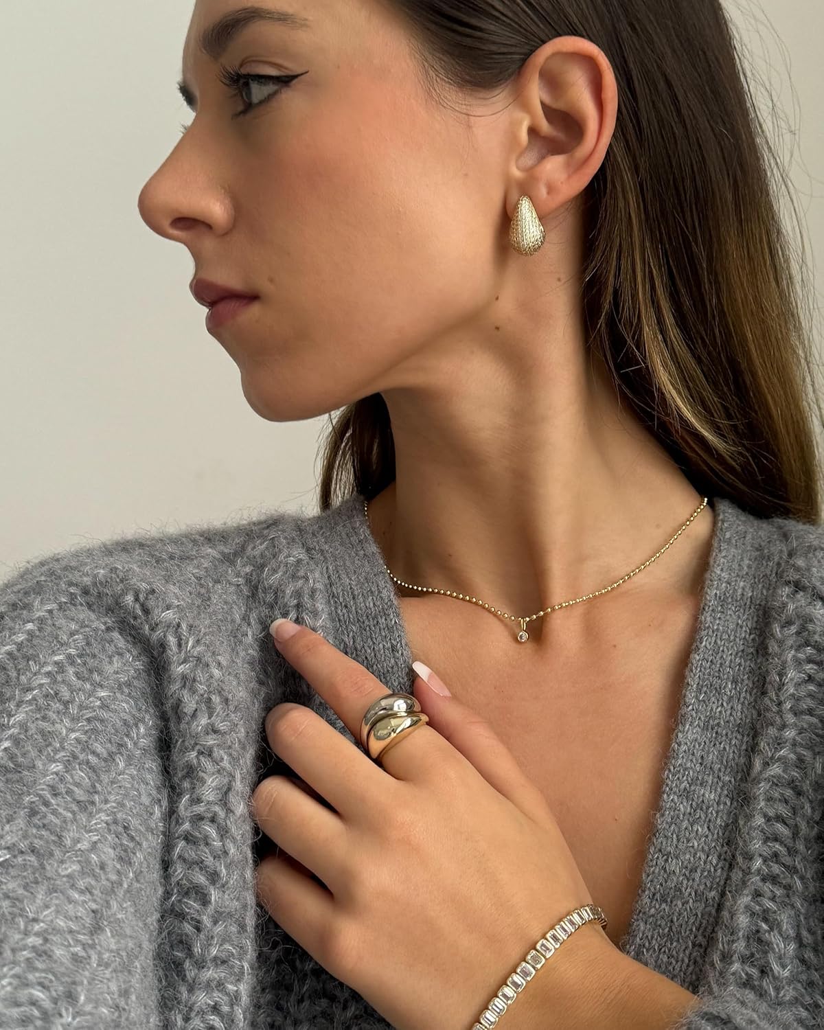 PAVOI 14K Gold-Plated 925 Sterling Silver Posts Chunky Studded Teardrop Pavé Drop Dangle Earrings for Women | Cubic Zirconia Statement Earring Pair - Image 5