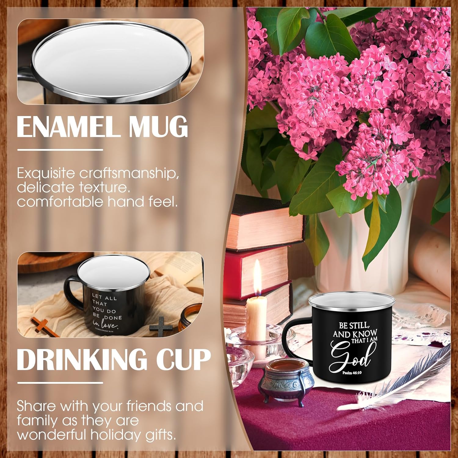 Mifoci Christian Enamel Mugs Gift for Church Inspirational Coffee Mugs with Handle Bible Verse Religious Camping Cups Church Party Favors Gifts for Clergy Pastor(Black,12 Pcs) - Image 4