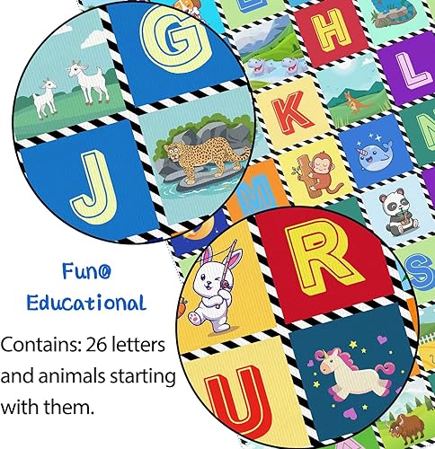 Miniatura 3 de Blue Kids ABC - Alfombra educativa con diseño de números ABC para sala de juegos, habitación de niños, habitación de niños, habitación de bebé, 2