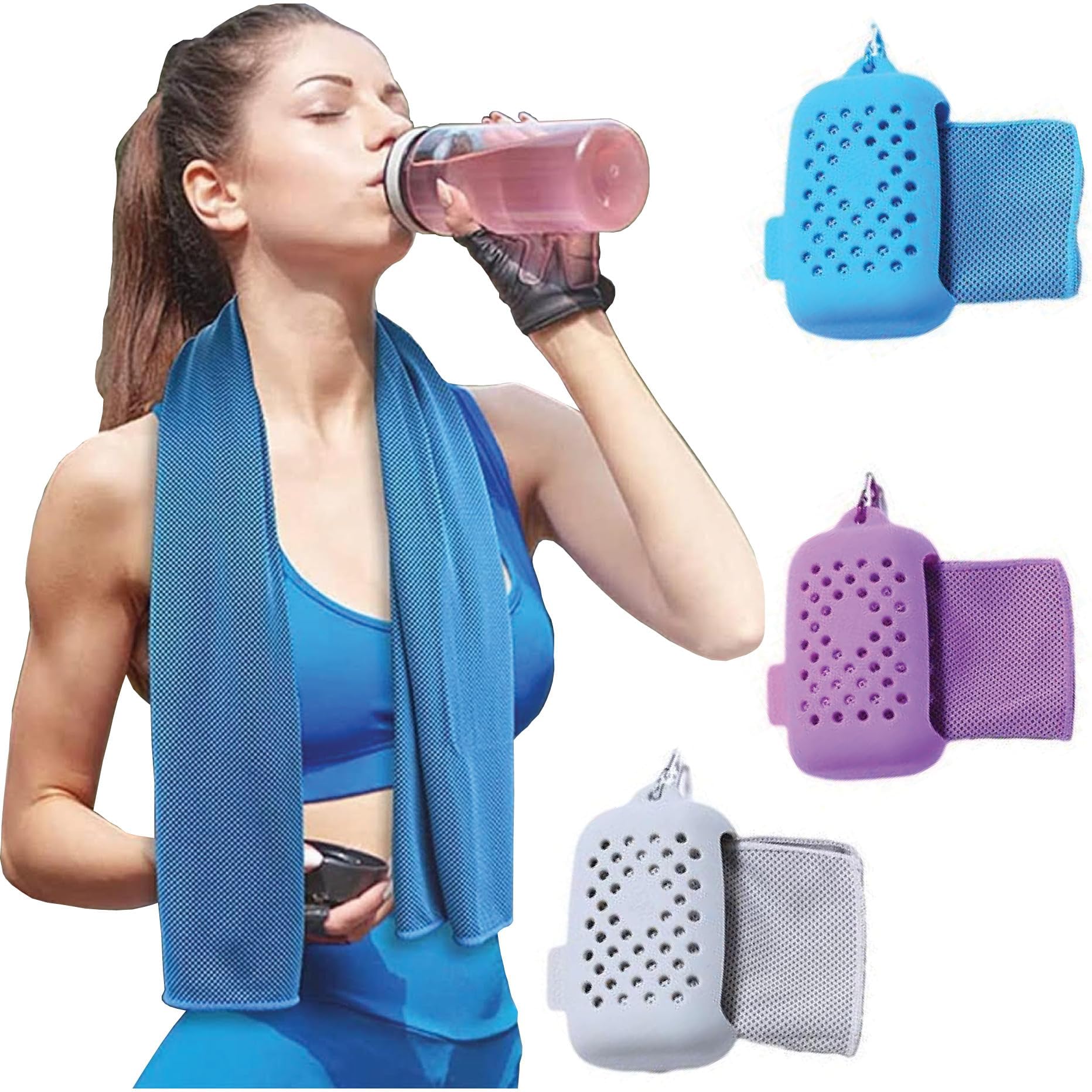 Cooling Towels for Neck and Face with Carry Case 3 Packs, Workout Towel for Athletes, Soft & Breathable Ice Cooling Towel, Microfiber Chilly Towel for Camping, Fitness, Sport, Gym