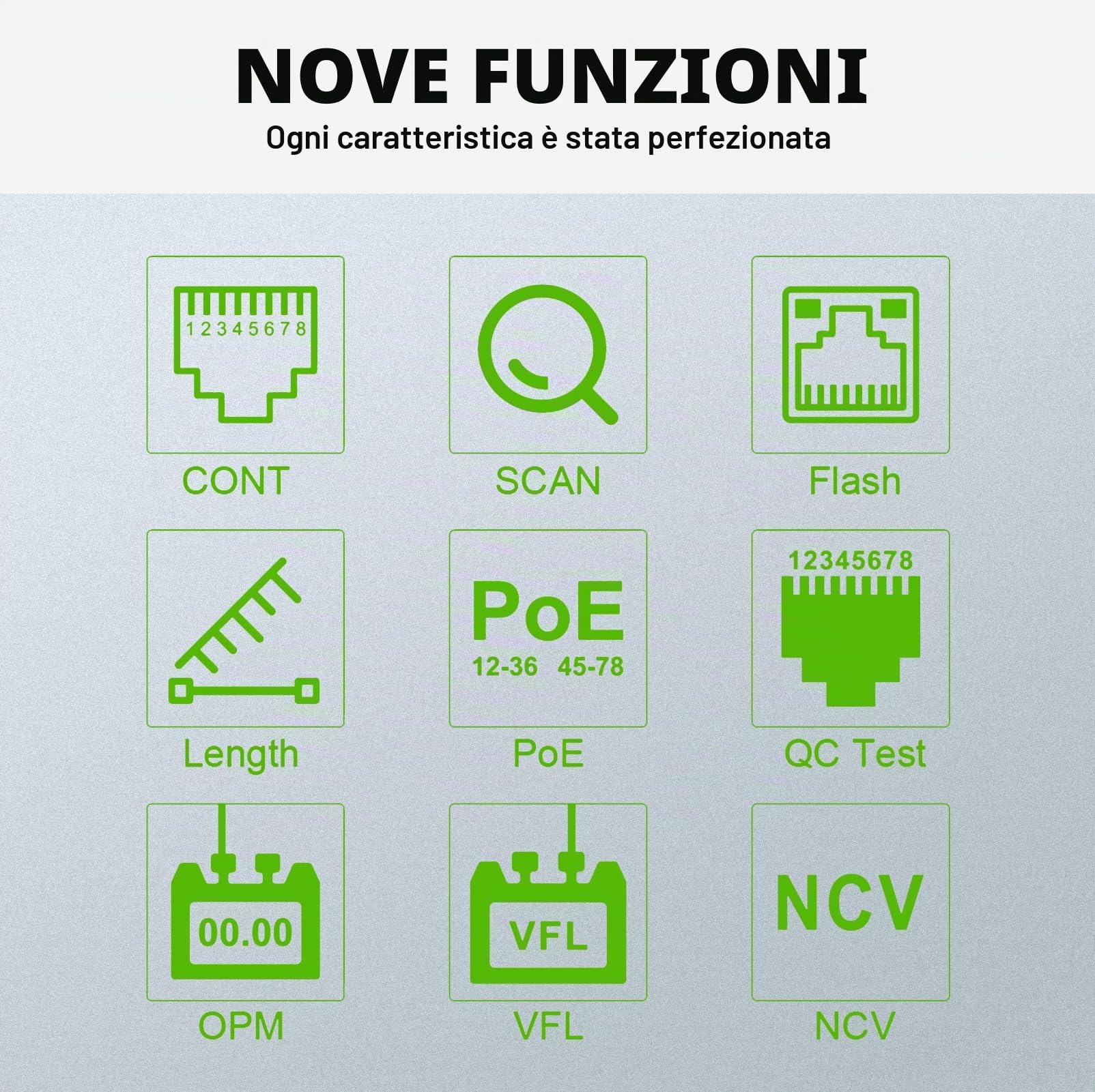 Tester di rete LAN CAT5 CAT6 RJ11 RJ45 con misuratore di potenza ottico e tracciamento cavi