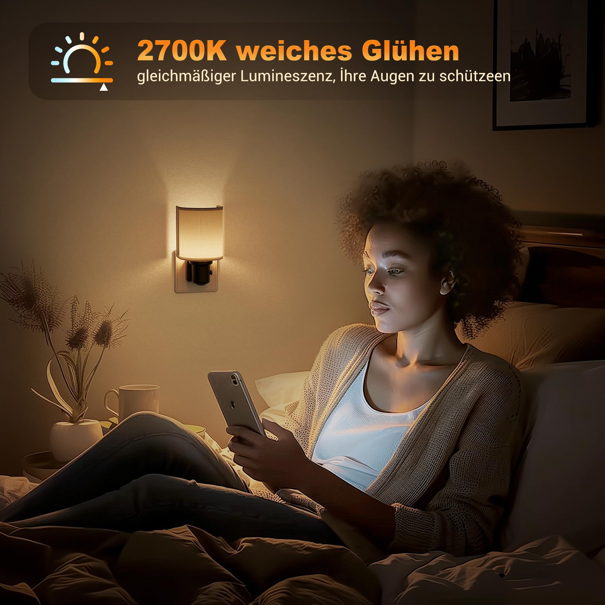 JandCase Lumière De Nuit Prise Avec Détecteur De Mouvement, 2 Pièces