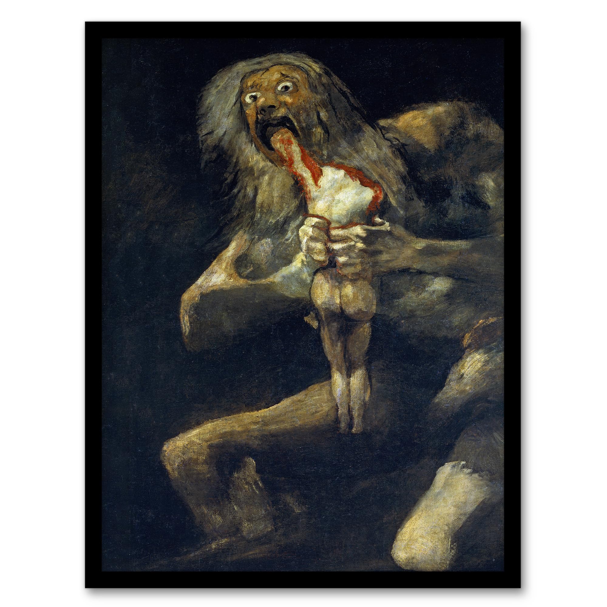 Artery8 Francisco Goya Saturn Devouring His Son Painting Artwork Framed Wall Art Print A4