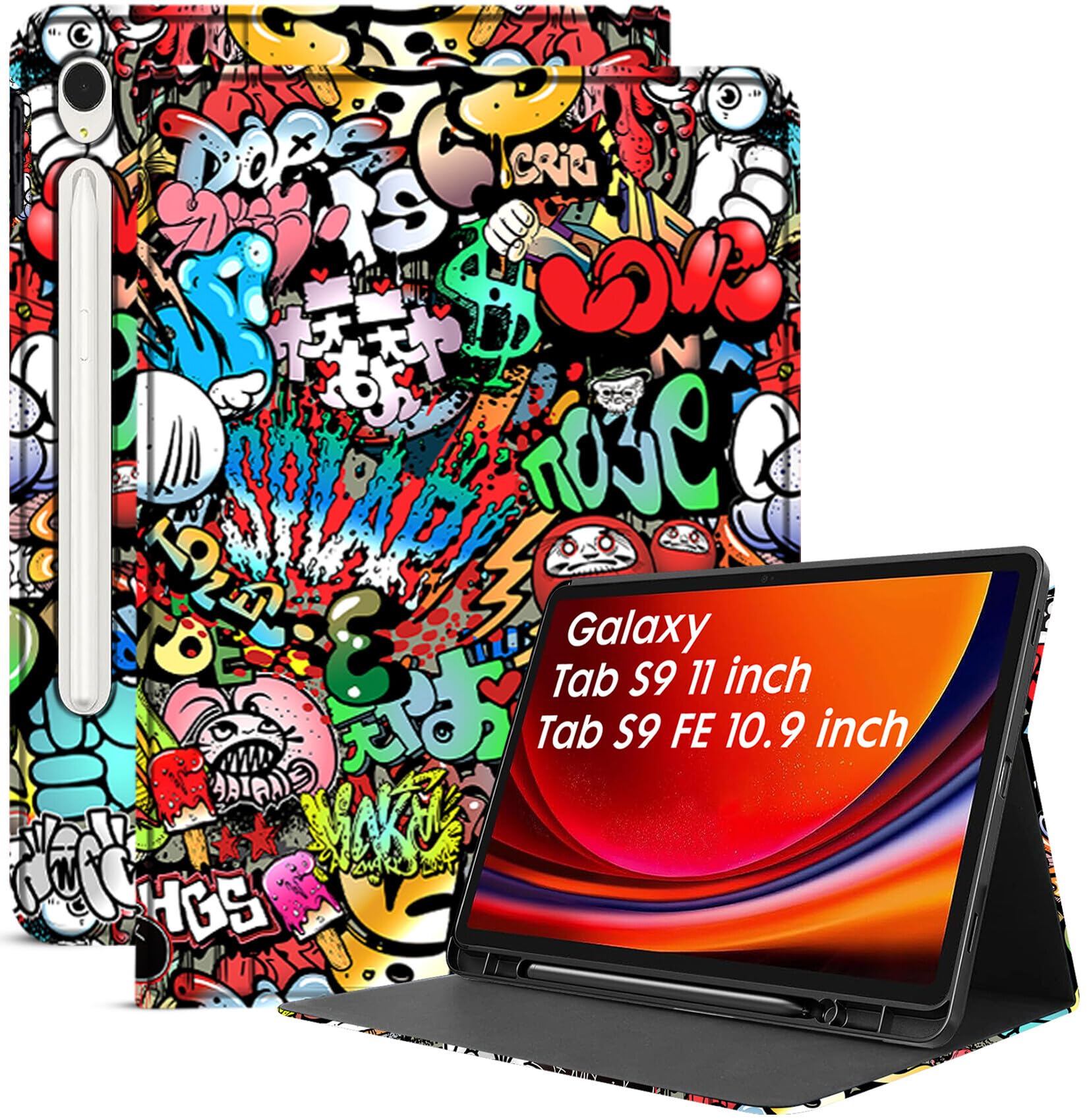 Robustrion Cover Case for Samsung Galaxy Tab S9 FE 10.9 inch/Tab S9 11 inch, Folio Cover Case with [Pencil Holder] [Auto Sleep Wake] for Samsung Tab S9 / S9 FE Tablet - Hippy (B0D56JFBK4) Amazon Price History, Amazon Price Tracker