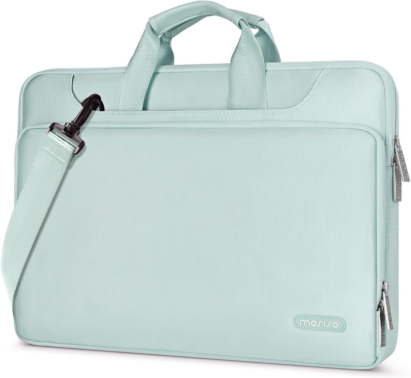 MOSISO 360 Protective Laptop Bag 13.3 inch, 13-14 inch Computer Bag Compatible with MacBook Air 13 inch/Pro 13 inch/Pro 14 inch,HP,Dell,Notebook, Laptop Carrying Case with Strap&Handle, Mint Green