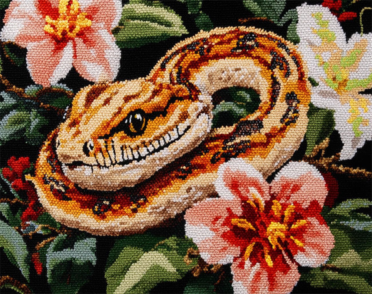 AxiangziK DIY Stamped Cross Stitch Kit Cartoon Python 11CT 40x50cm