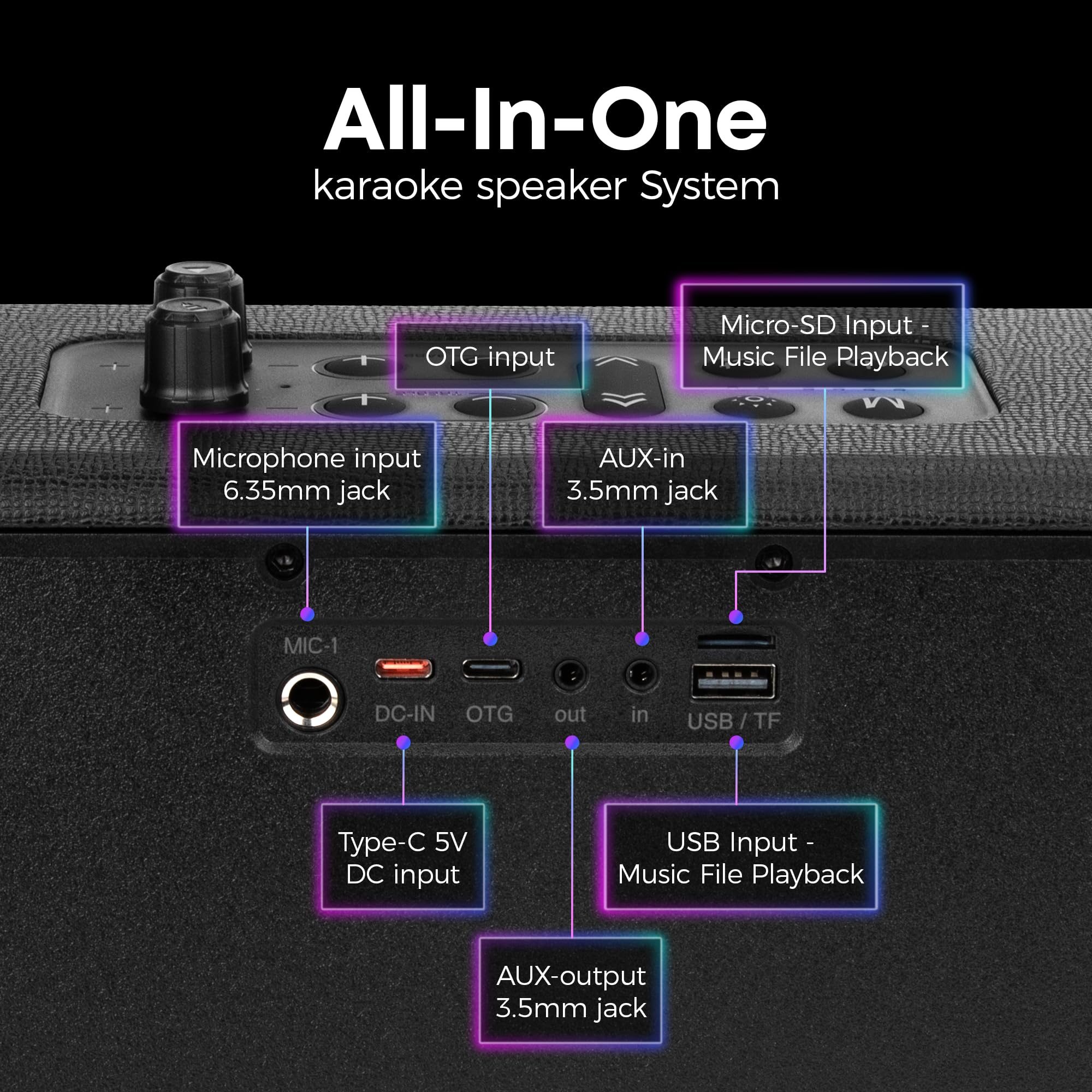 The Platinum Apollo Pro - Altoparlante portatile Bluetooth da esterno con 2 microfoni wireless, macchina per karaoke per adulti e bambini, batteria da 4000 mAh, supporto TWS/USB/TF/AUX, per casa e