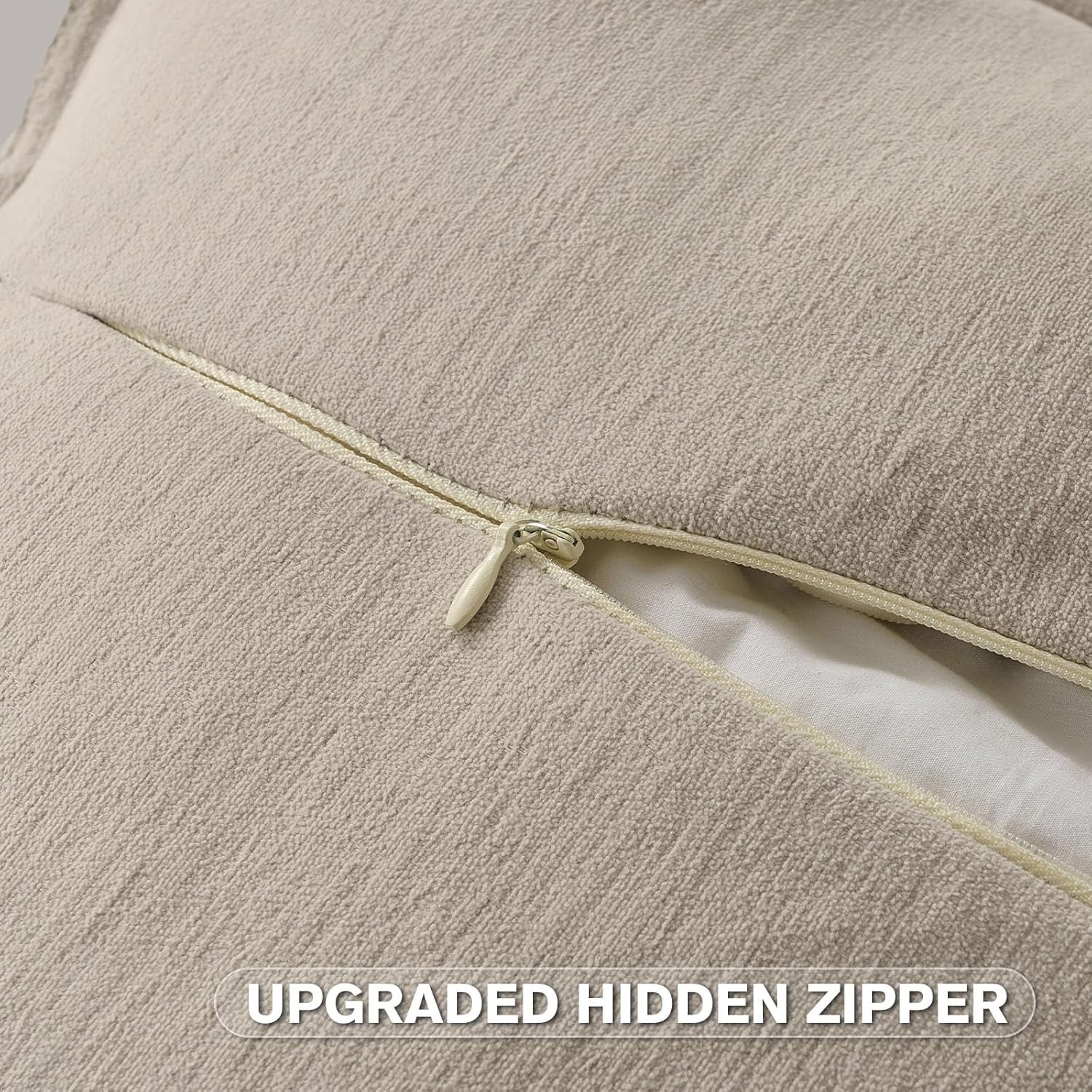 FUTEI Oatmeal Chenille Throw Pillow Covers 24x24 Inch Set of 2,Edges Double-Stitched European Cushion Cases,Modern Home Decor for Couch Living Room