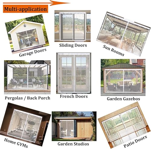Miniatura 7 de Pantalla magnética para puerta de garaje de 9 x 7 pies para puerta de granero de garaje de automóvil, 108 x 84 pulgadas, 9 x 7 pies, cortinas de
