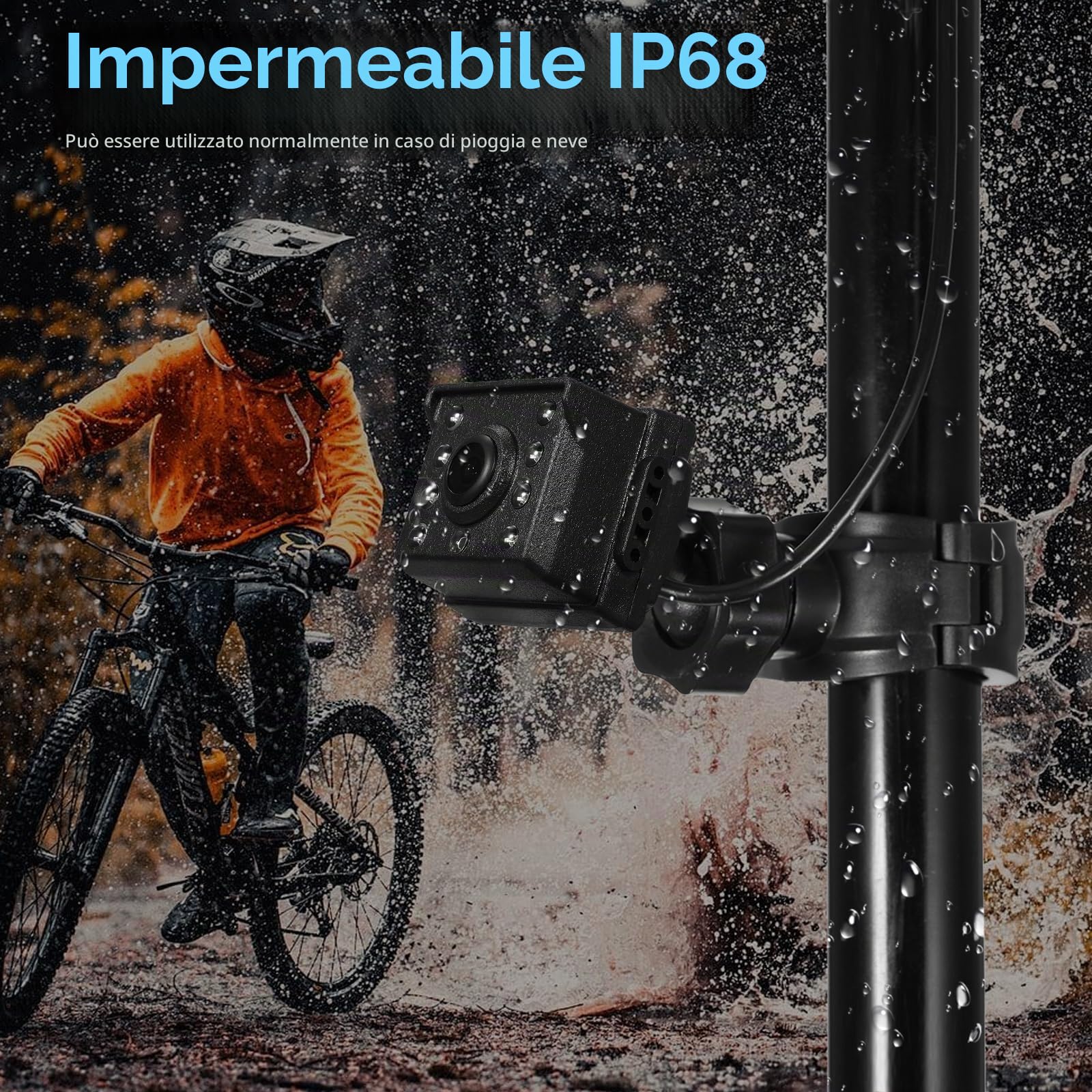 Shkalacar Telecamera Posteriore per Bicicletta 1080P con Monitor da 4,3'', Visione Notturna a 8 LED, Ampio Angolo di visuale di 150°, Staffa Girevole, Compatibile con Mountain Bike, Bici da Strada