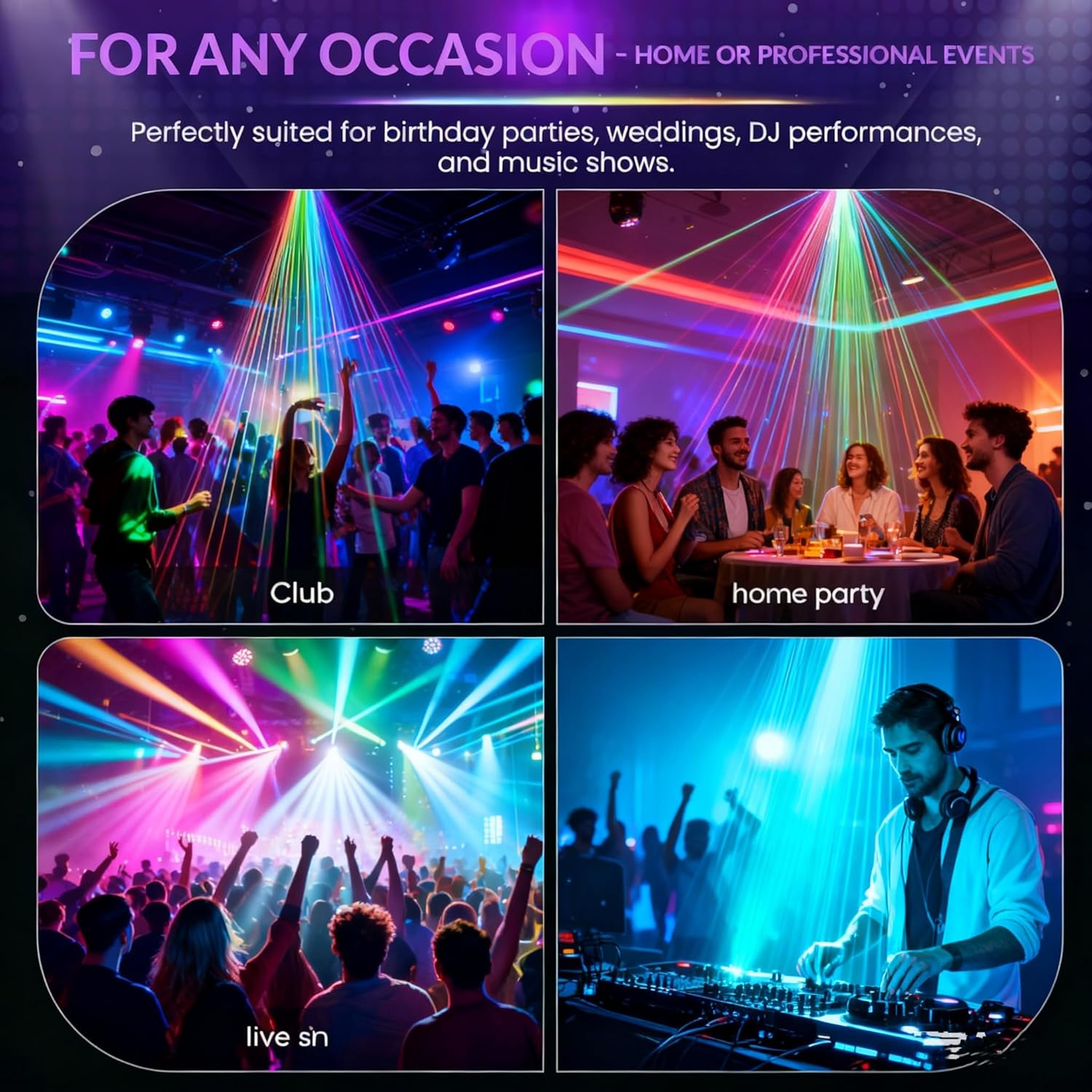 27 Eye DJ Light for Parties DJ Stage Light with Remote Supported DMX512 Sound Activated Disco Lighting Dance Floor Lights for Indoor Wedding Light Show Rave Bar Karaoke