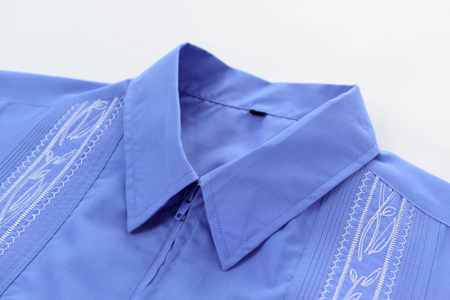 MAXJON Men's Short Sleeve Cuban Guayabera Shirts Full Zip Front Mexican Hawaiian Shirt with Pocket - Image 2