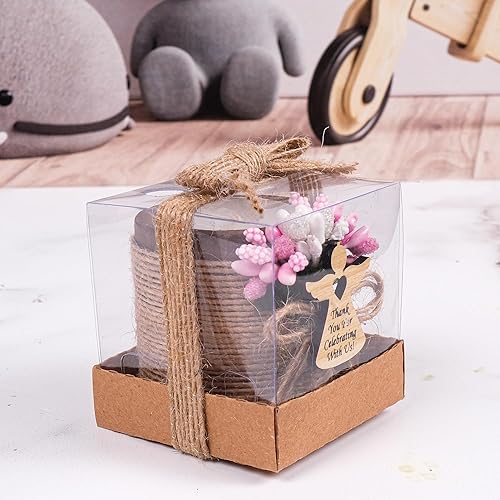 Vista 112 de HTF - Juego de 10 portavelas de madera para decoración de baby shower, regalos de revelación de género, portavelas de madera para baby shower Marrón