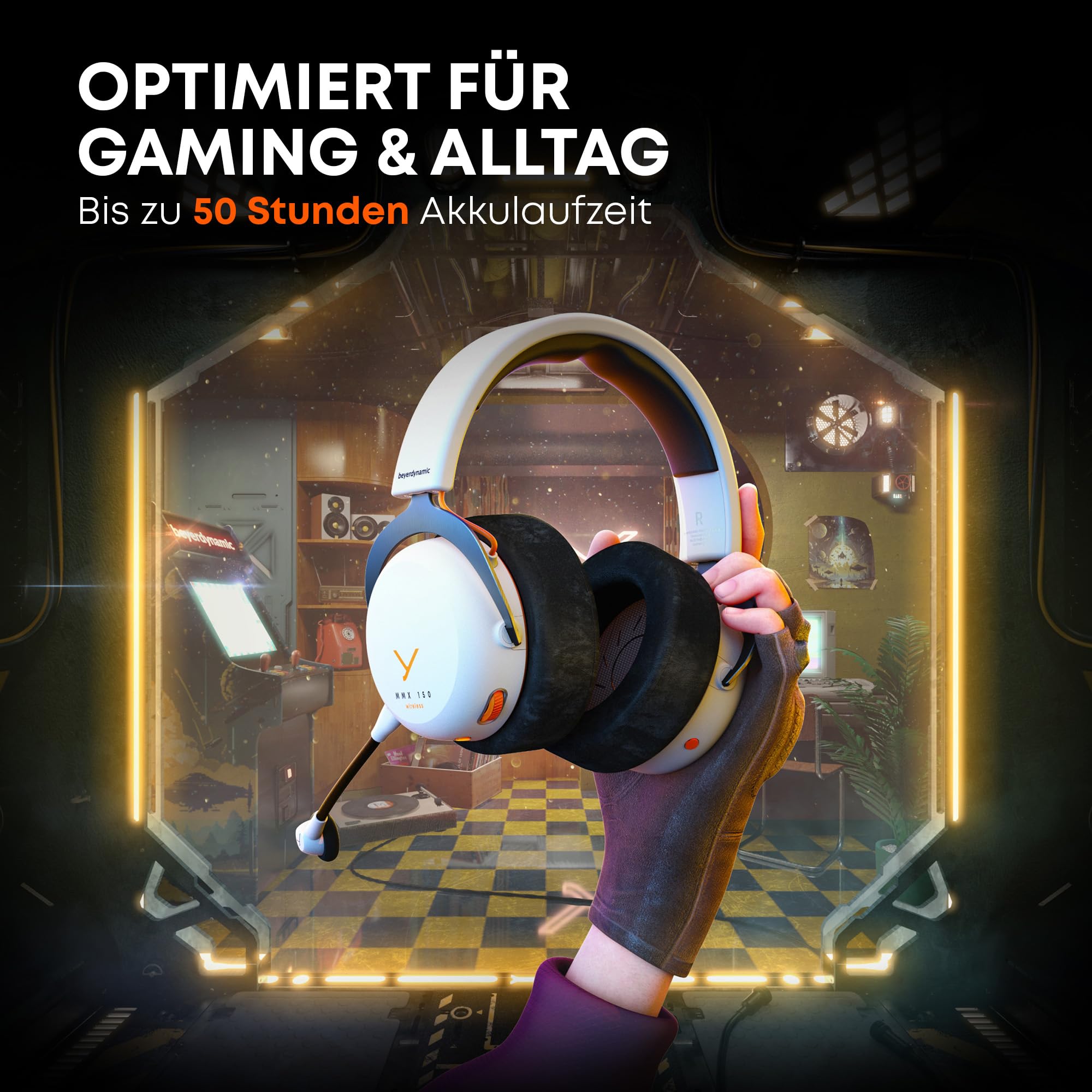 beyerdynamic MMX 150 Wireless - Kabelloses Gaming-Headset mit Klangpersonalisierung App, Velours-Ohrpolster, Akkulaufzeit von 50 Stunden in Schwarz