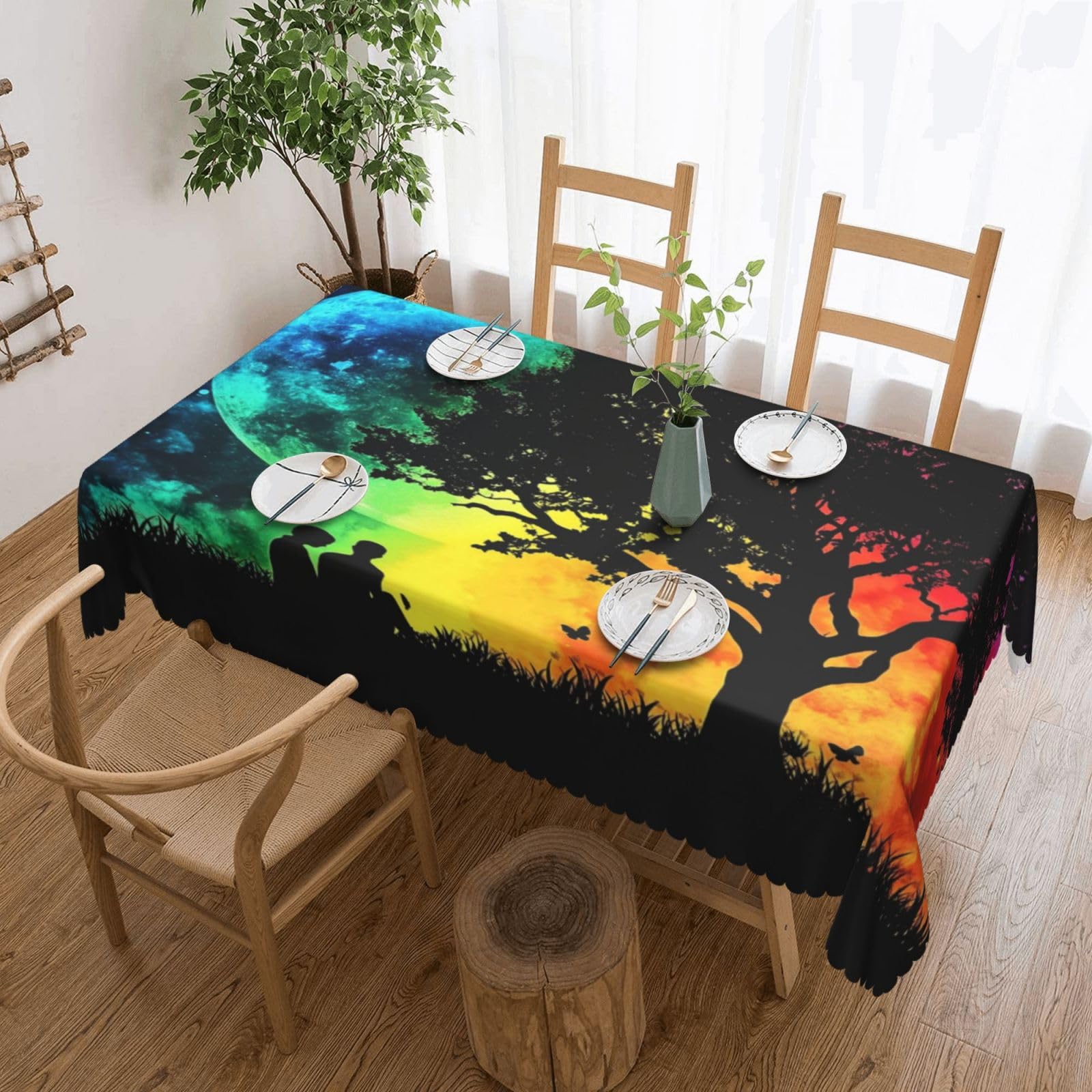 Nappe de table de qualité supérieure motifs silhouette lune 137x183
