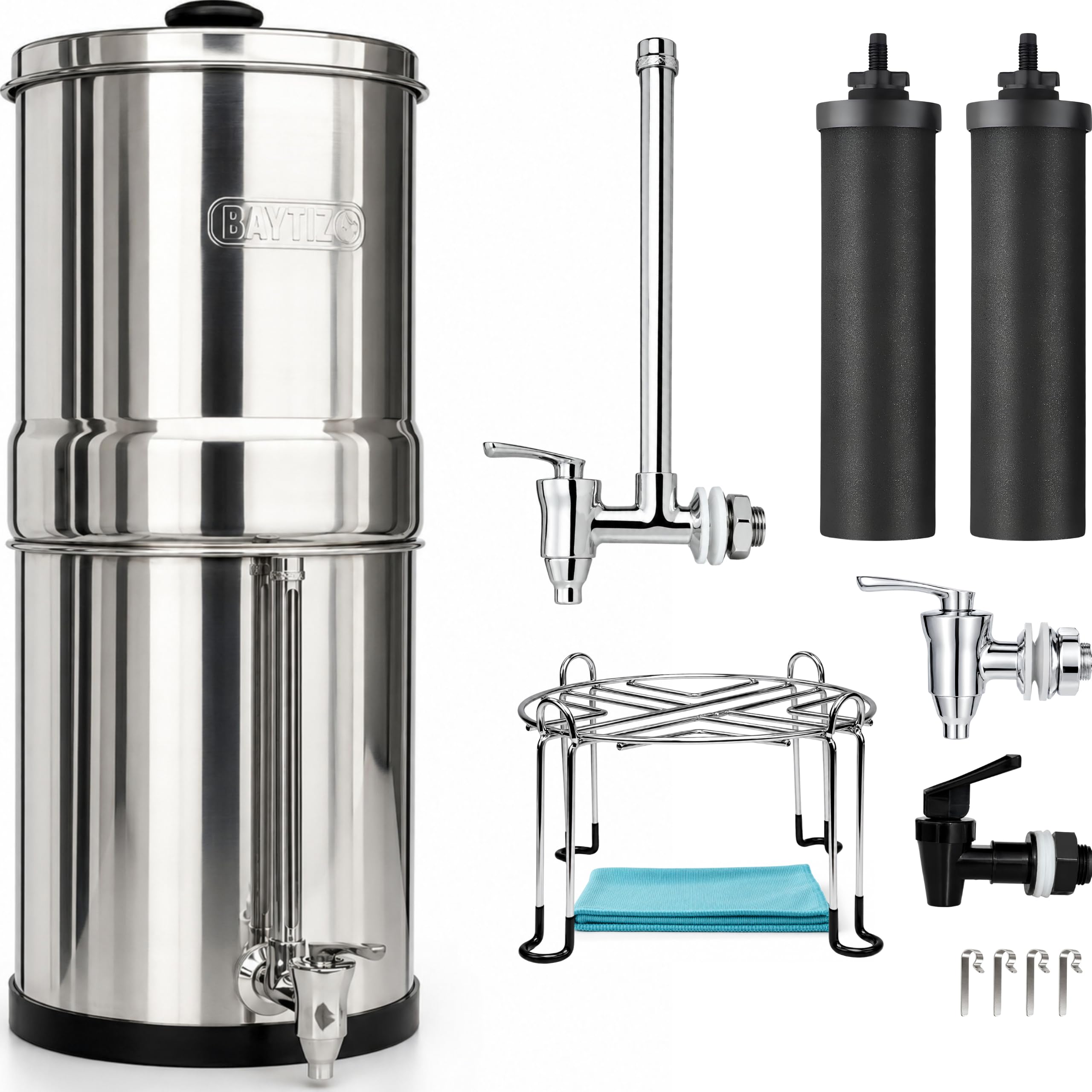 BAYTIZ® Filtro a gravità – Fontana ad acqua filtrante Premium | Purificatore d'Acqua Rubinetto 8,5L - Carbone Attivo Filtrazione Acqua Fontana Filtro Acqua per Gravità Bere Casa