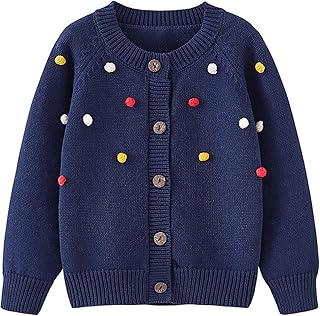 Cárdigan de punto para niños y niñas, otoño/invierno, colorido, bolas de pelo, monocolor, punto, chaqueta, fiesta, cumpleaños, escuela, entretiempo
