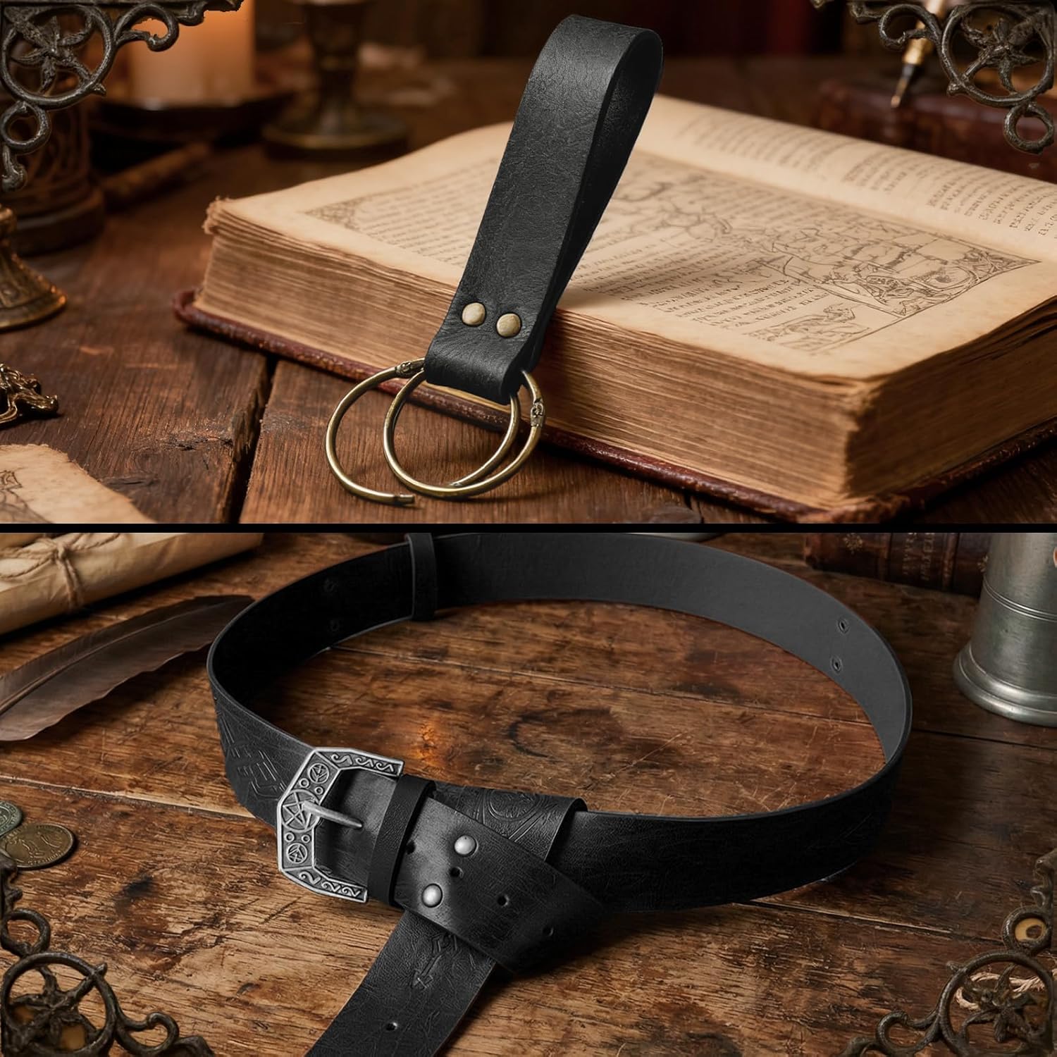 Renaissance Accessories Alchemy Belt Set - Medieval Belt with Embossed Pouch & Potion Bottles for Halloween Cosplay