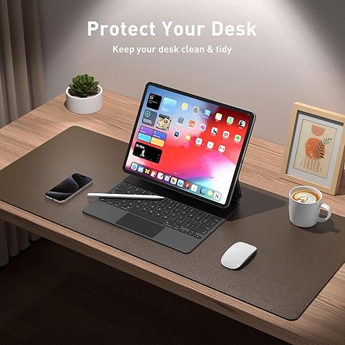 Miniatura 395 de Aothia Tapete protector de escritorio, alfombrilla para mouse, antideslizante, impermeable, de piel sintética, secante de escritorio, para Verde