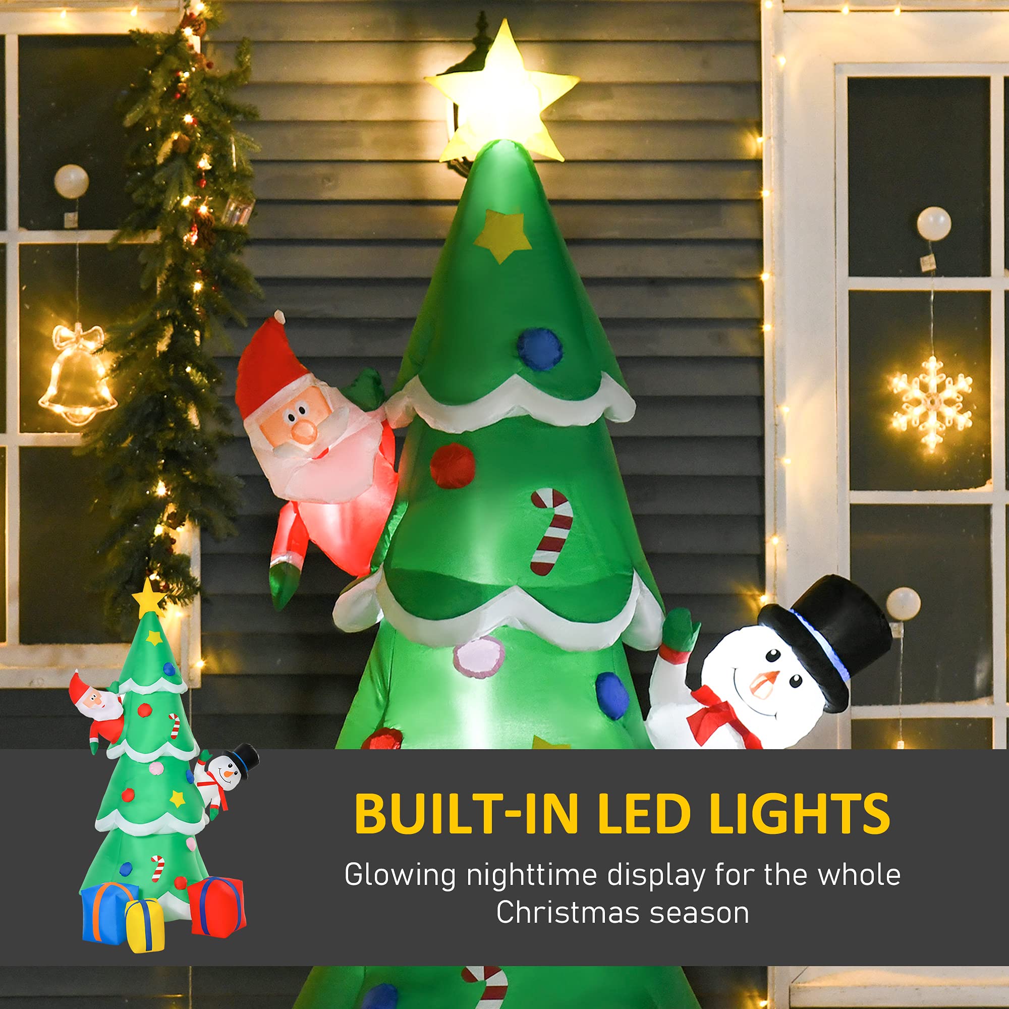 HOMCOM 7FT Christmas Inflatable Tree LED Lighted for Indoor Outdoor Decoration, Green, Large - Image 4