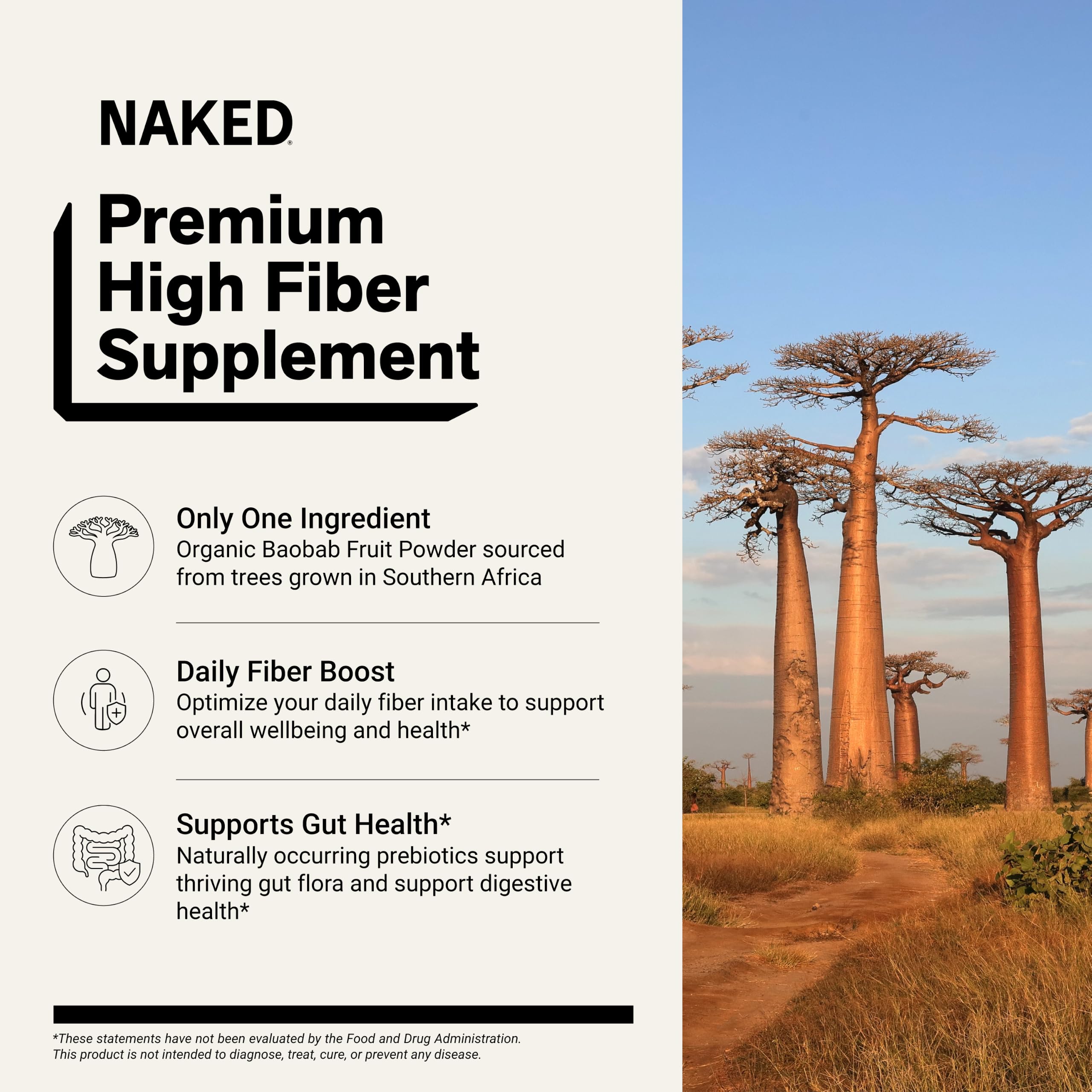 NAKED Fiber Organic Baobab Powder Fiber Supplement — Amazon image 2