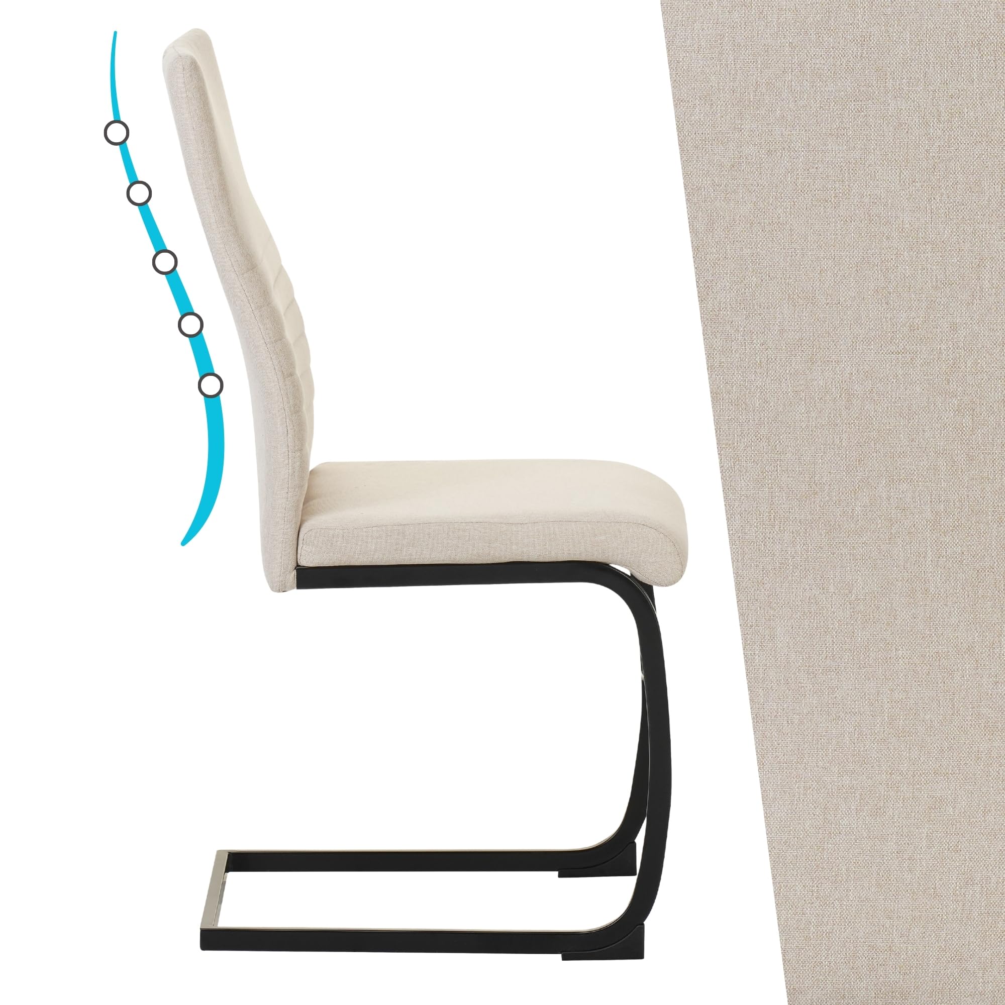 ALBATROS Freischwinger Stuhl TURANO 4er Set, Beige - Esszimmerstuhl Schwingstuhl mit Modernem Design, Stoff-Bezug, Dicke Polsterung - Küchenstuhl, Polster-Stuhl Esszimmer, Esstisch Stuhl